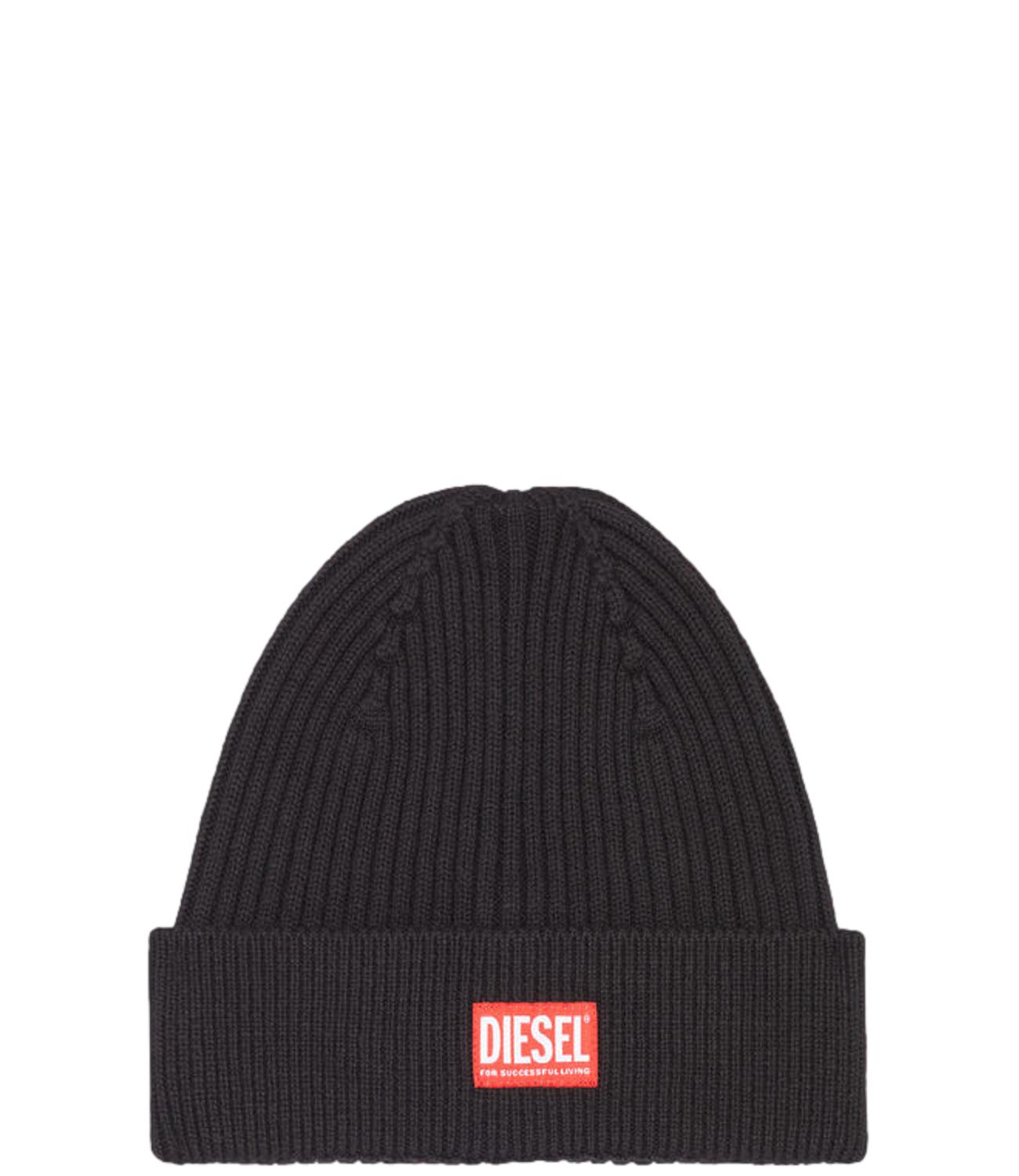 Cappello in lana Diesel nero con logo rosso