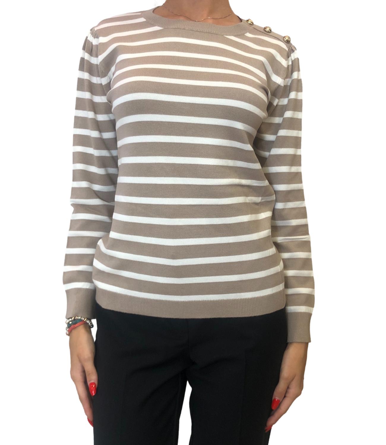 Emme Marella maglia MOSCA almond/burro rigato donna