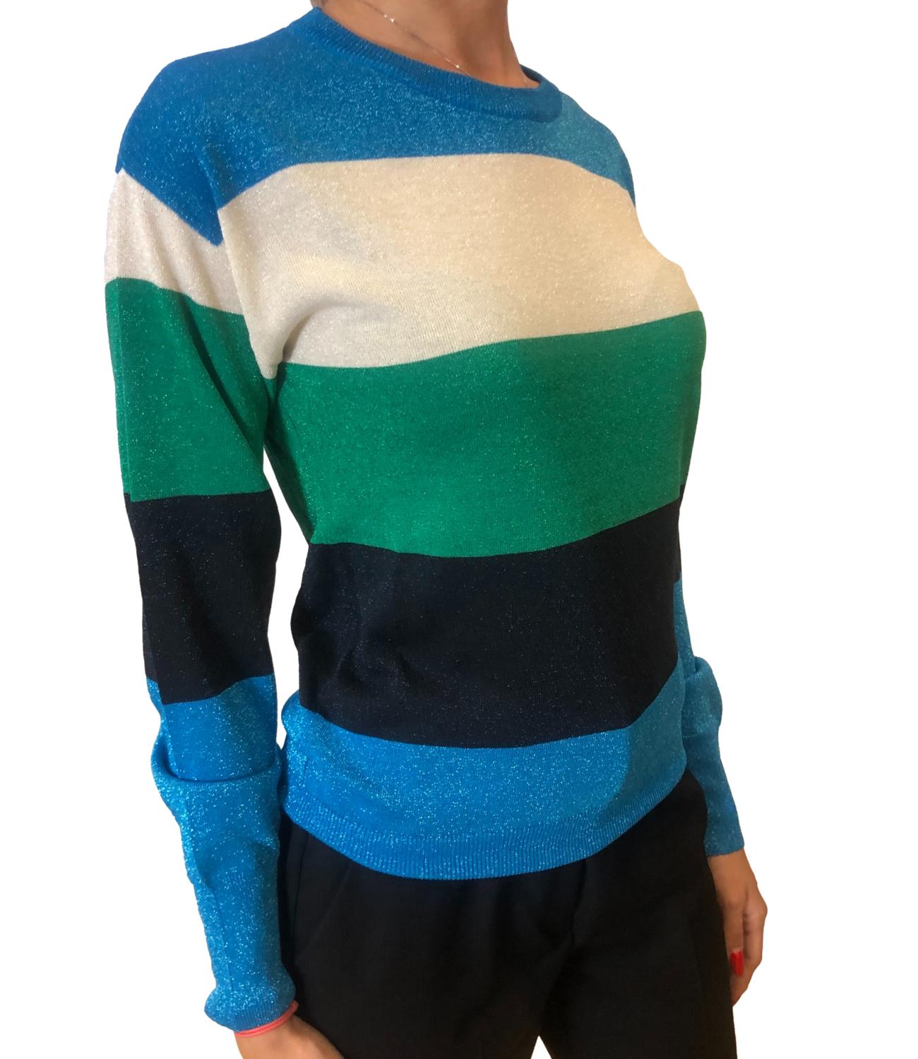 Emme Marella maglia PICASSO turchese/burro/verde/blu donna