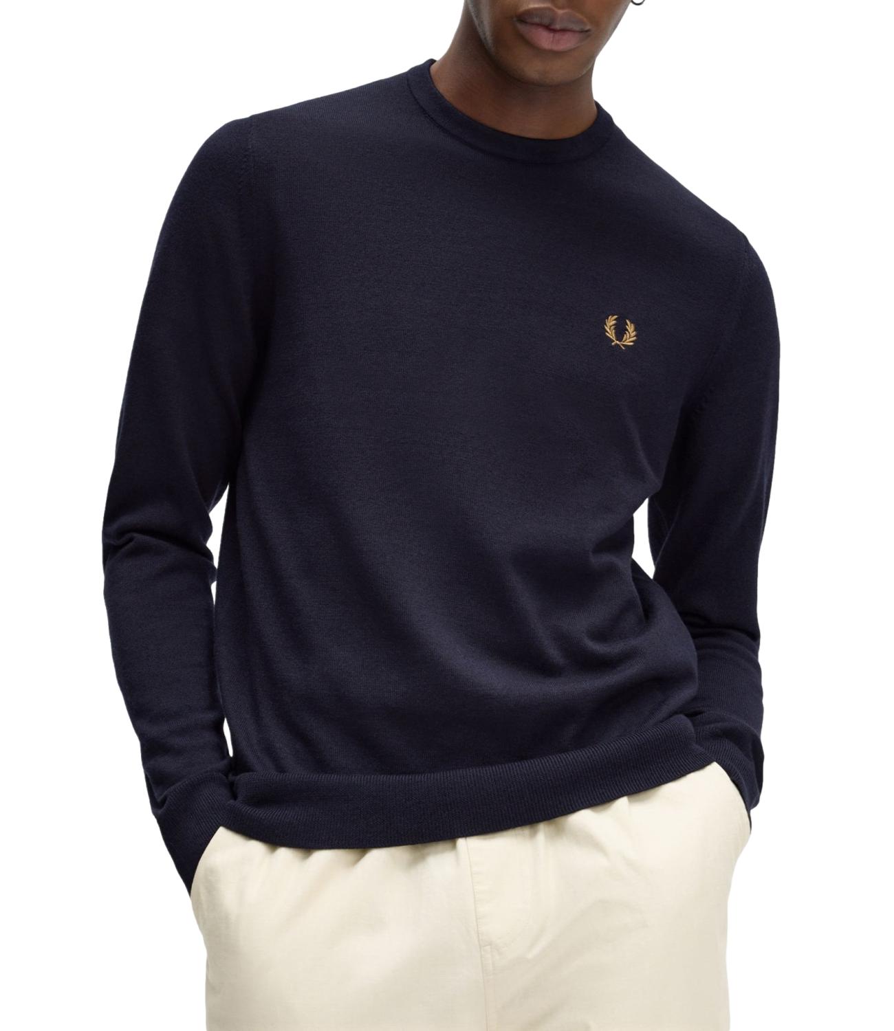 Maglione uomo girocollo classico Fred Perry blu