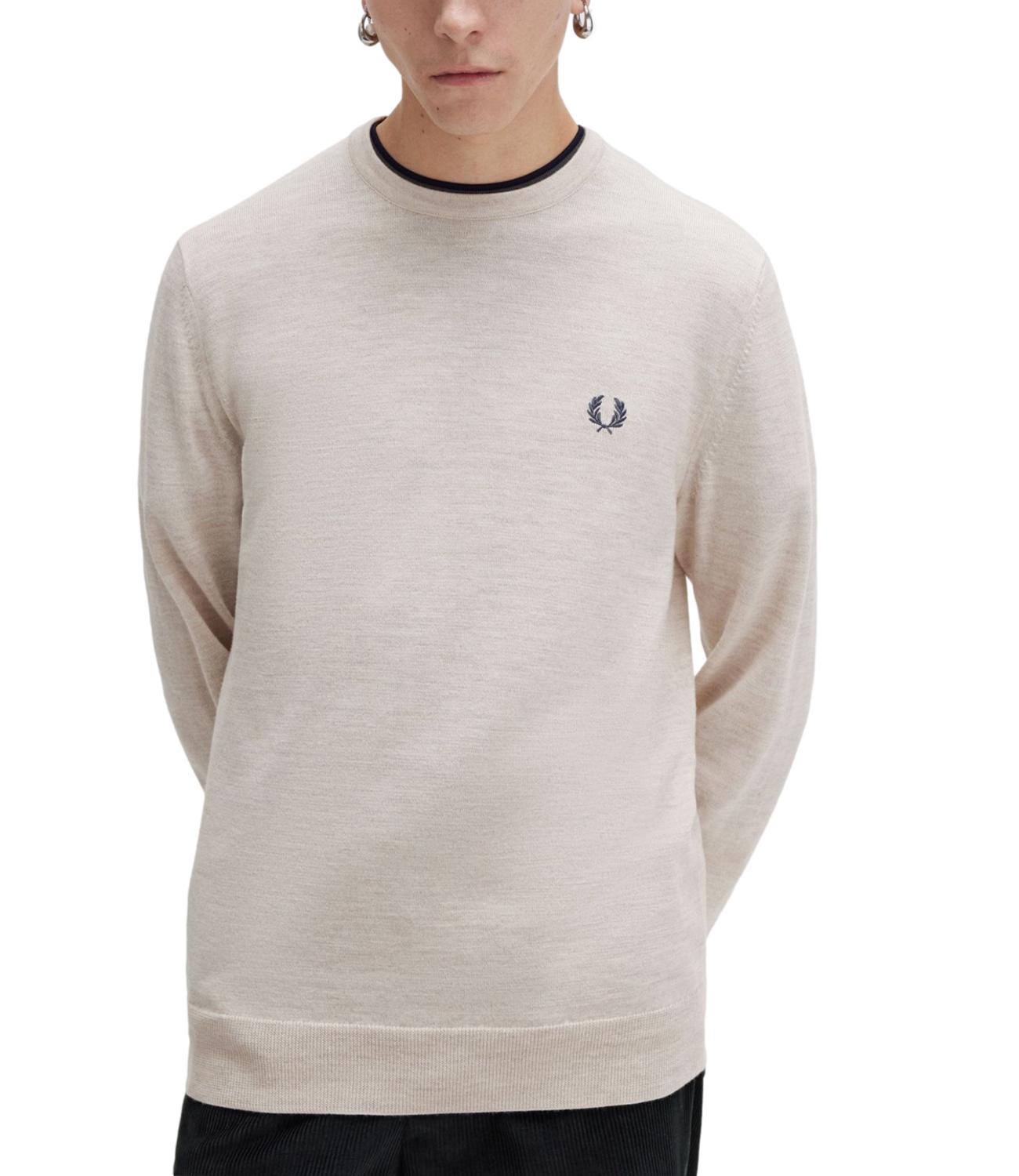 Maglione uomo girocollo beige chiaro porridge uomo