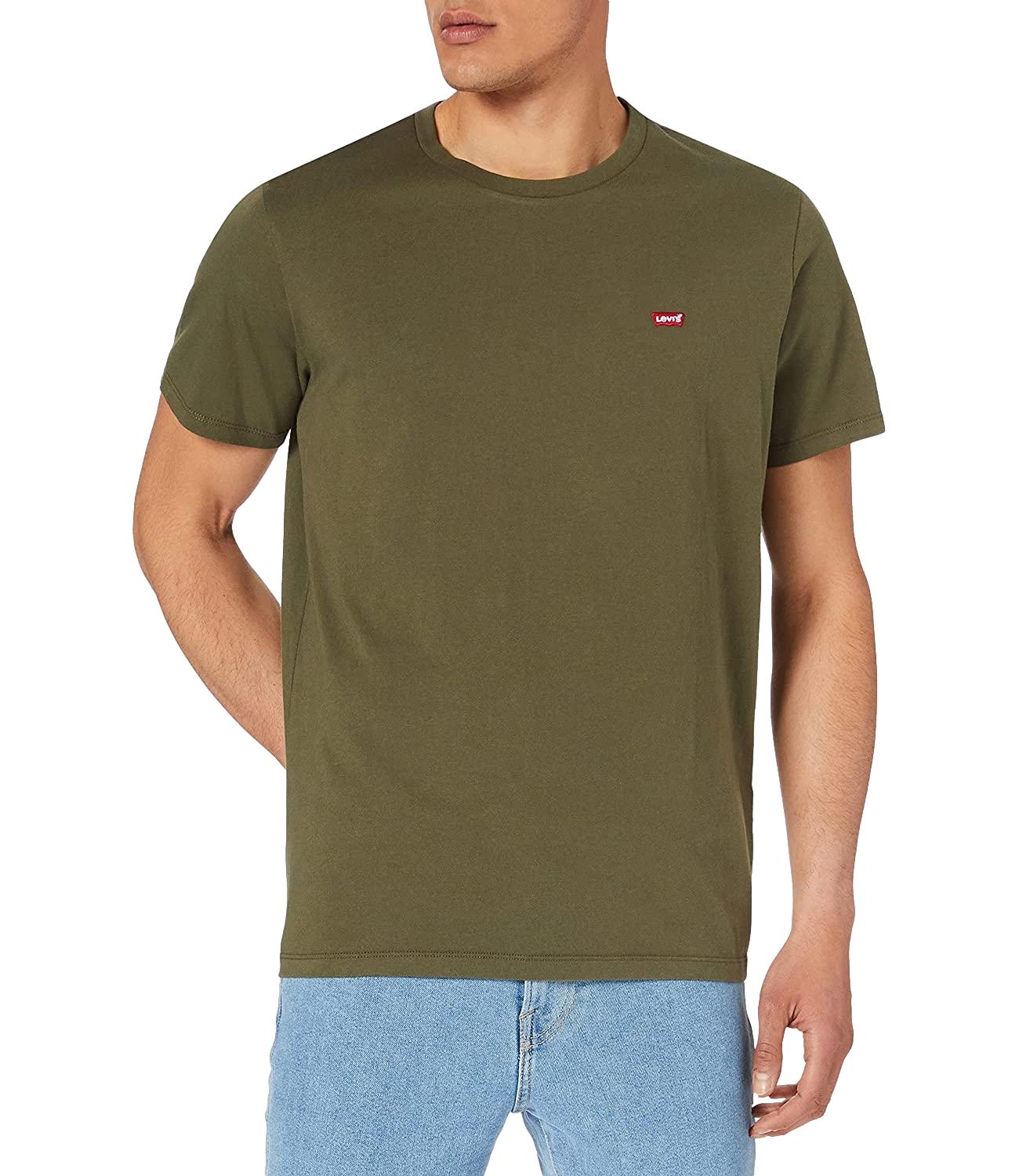 T-shirt verde militare uomo girocollo