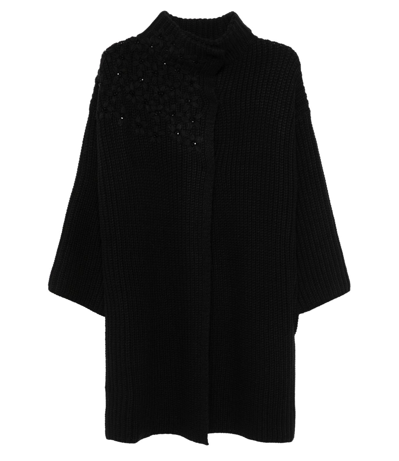 Liu Jo cappotto maglia ricamo nero donna