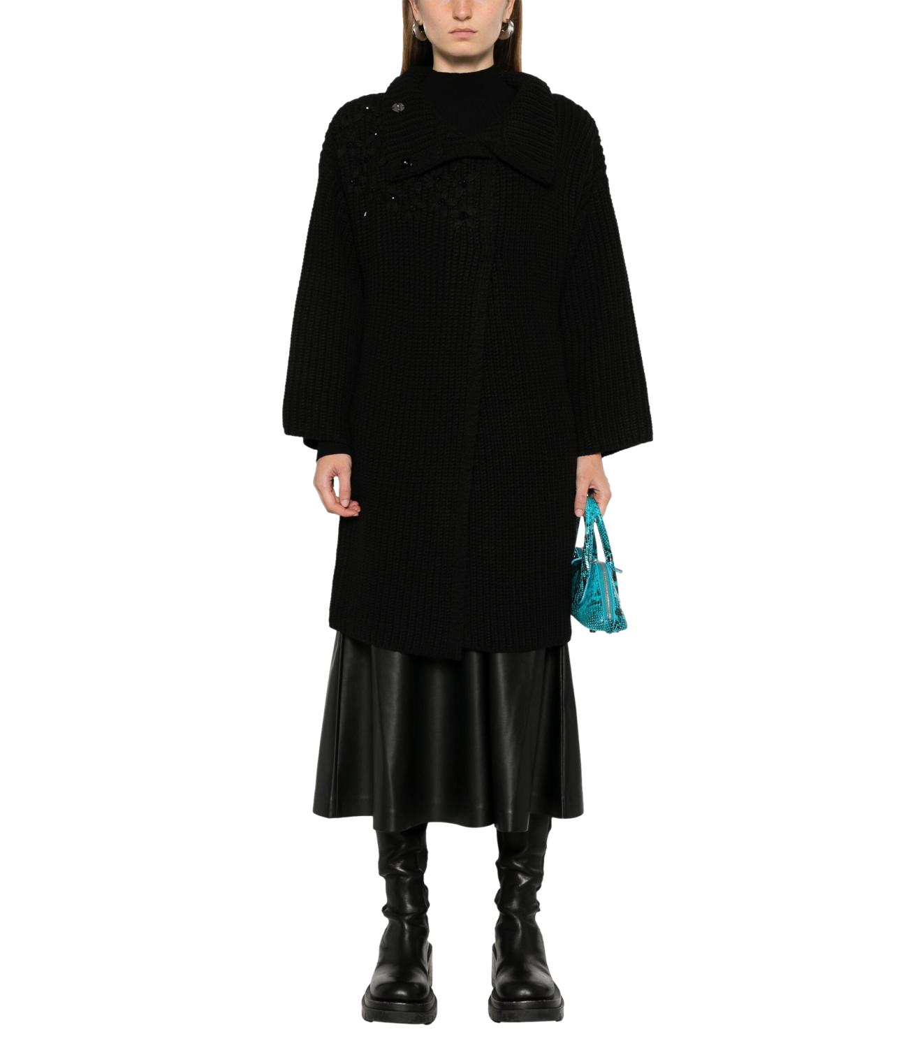 Liu Jo cappotto maglia ricamo nero donna