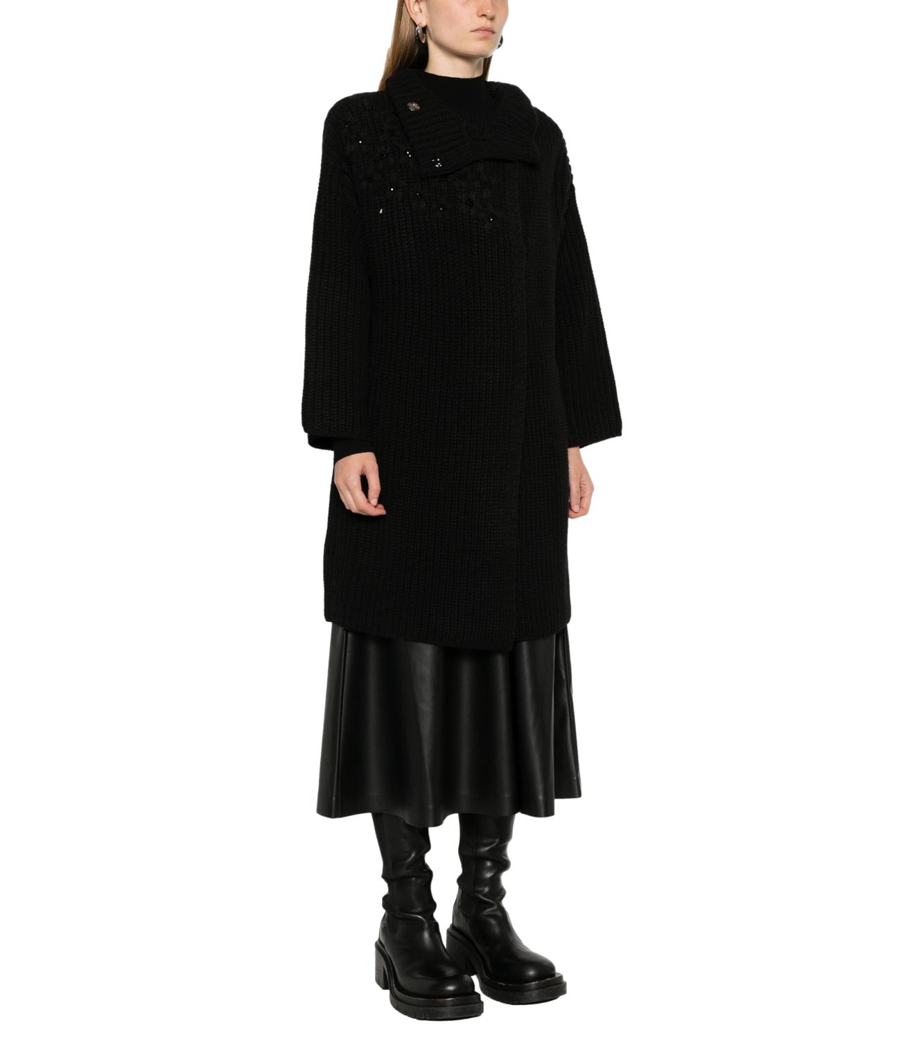 Liu Jo cappotto maglia ricamo nero donna
