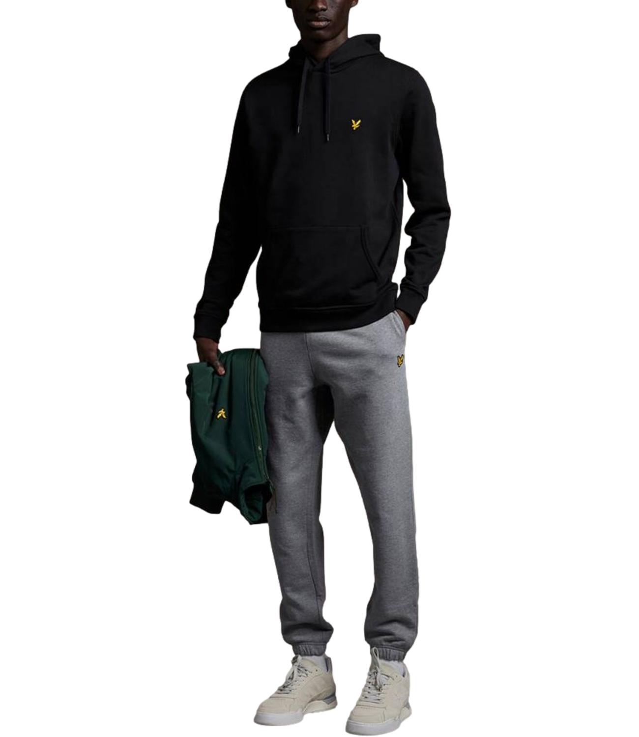 Felpa con cappuccio Lyle & Scott nera uomo