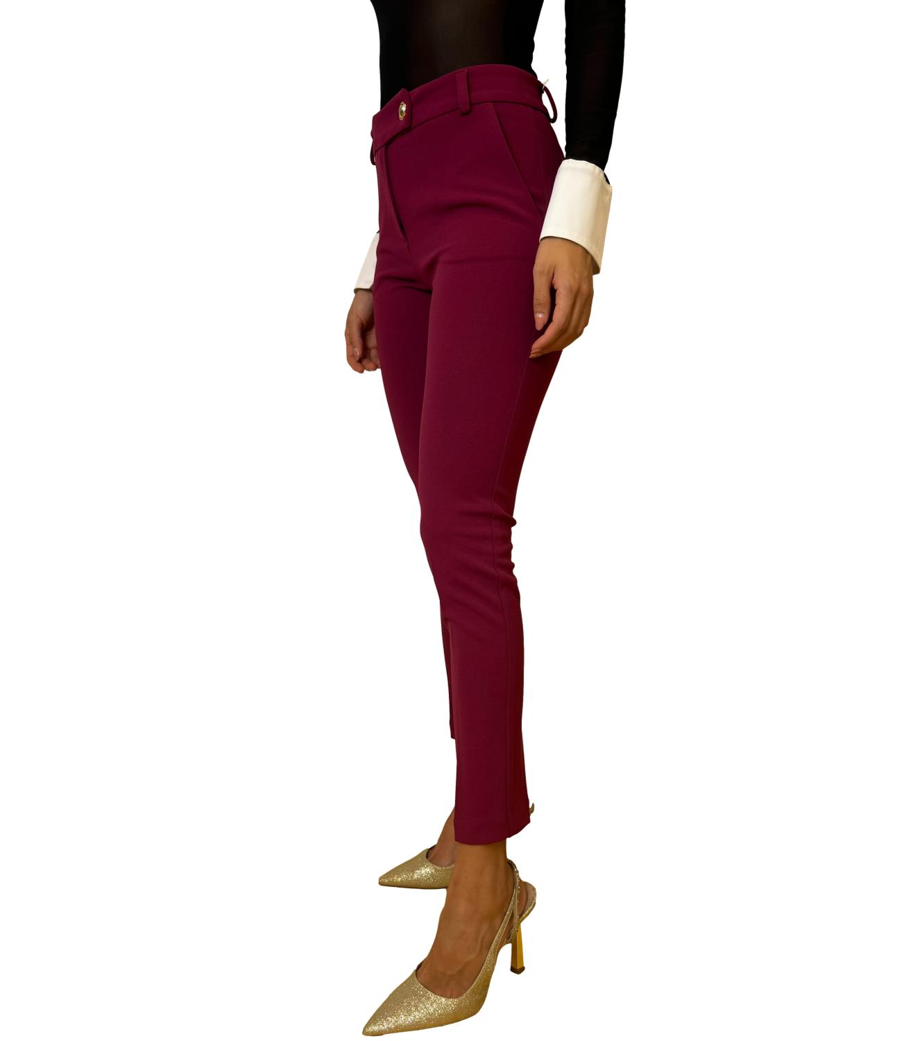 Rinascimento pantalone bordeaux rosso donna