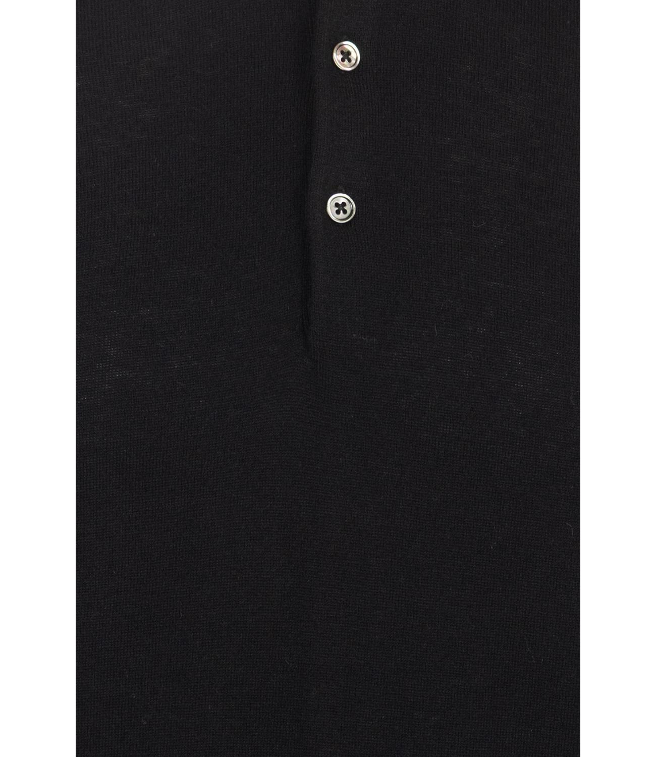 Polo in filo tre bottoni nero