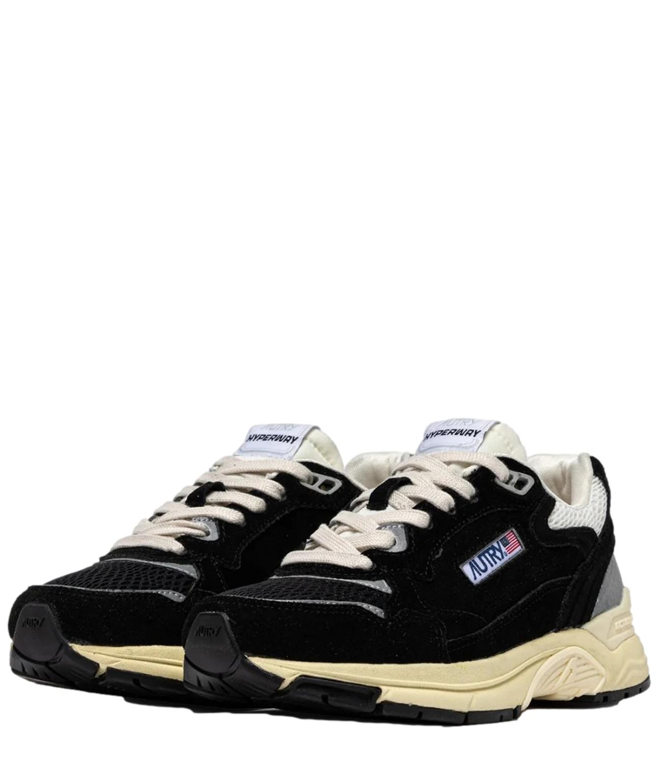 Autry Sneakers Hyperway Low Suede Nero/Silver Donna