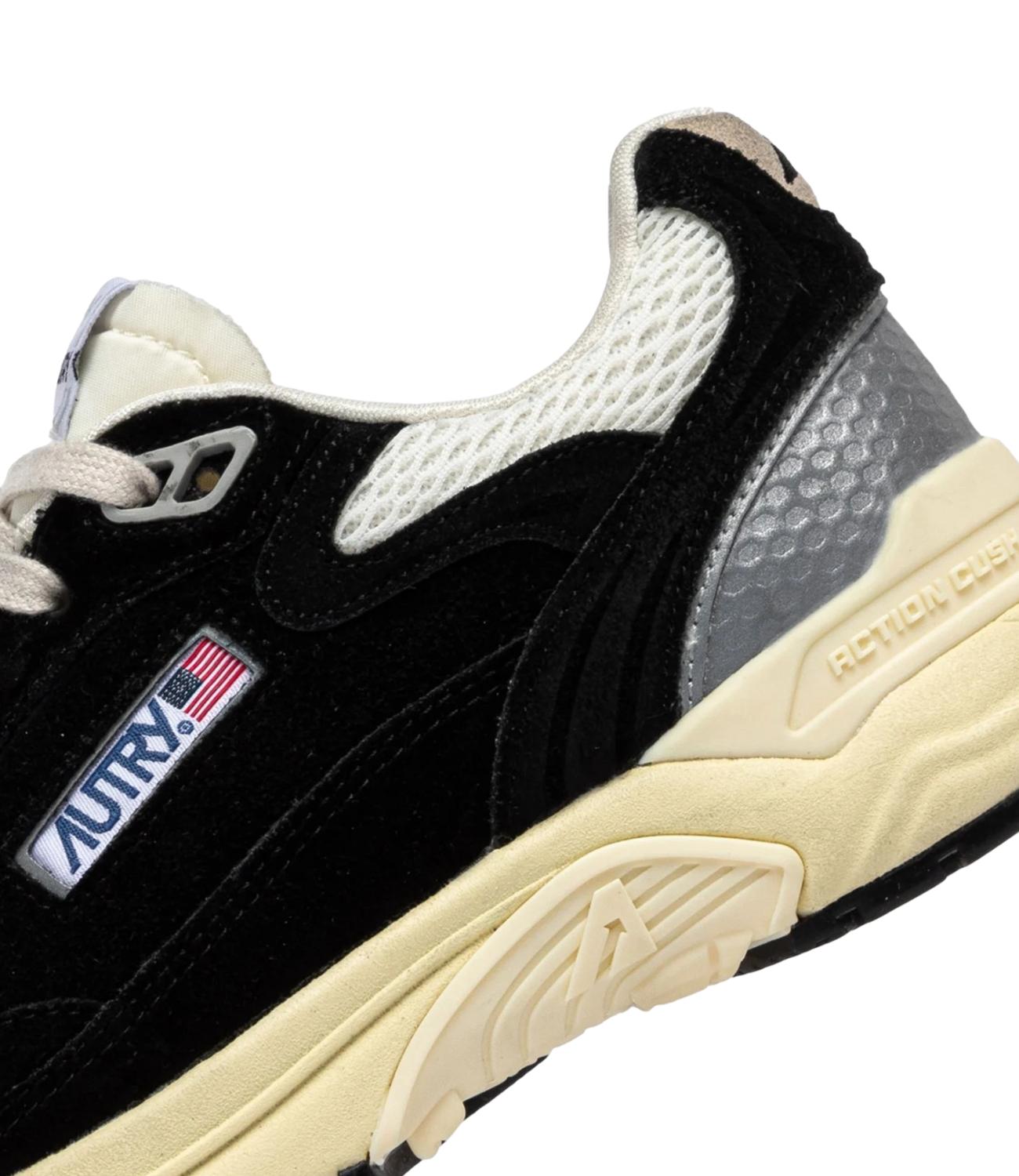 Autry Sneakers Hyperway Low Suede Nero/Silver Donna