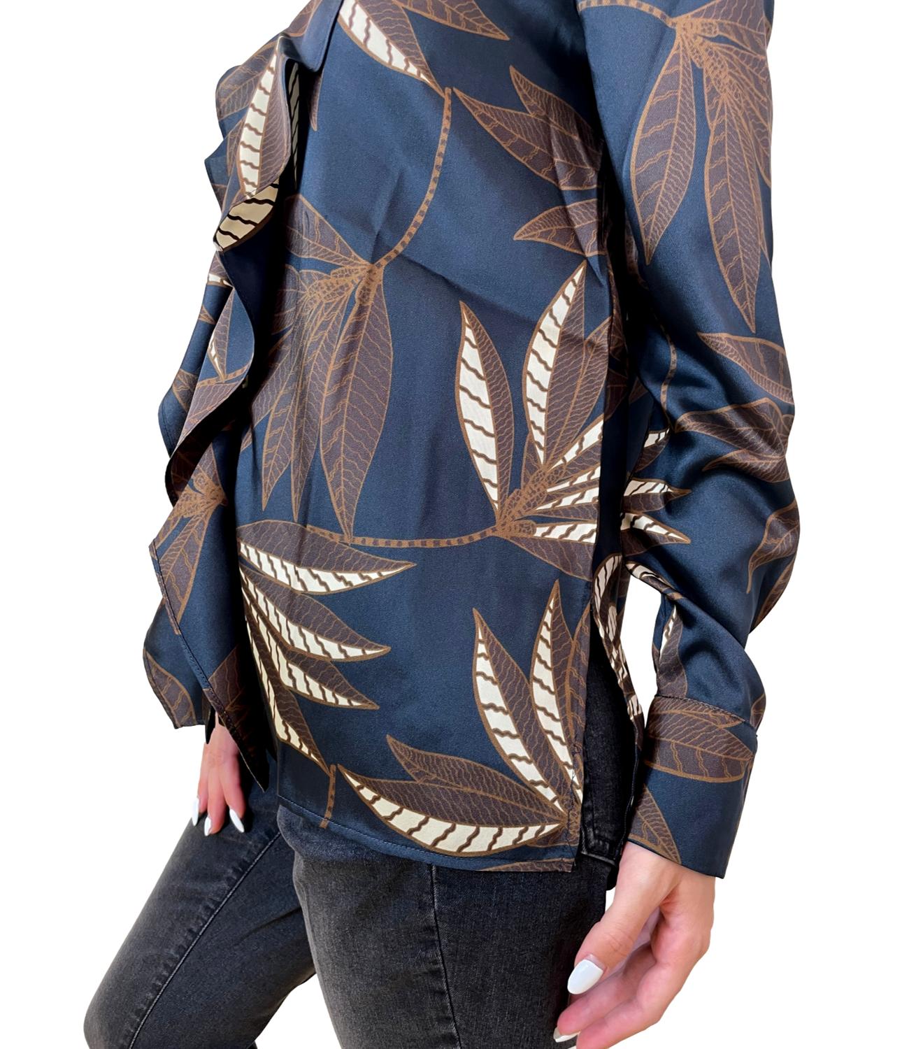 Emme Marella Camicia NEON Blu Foglia Donna