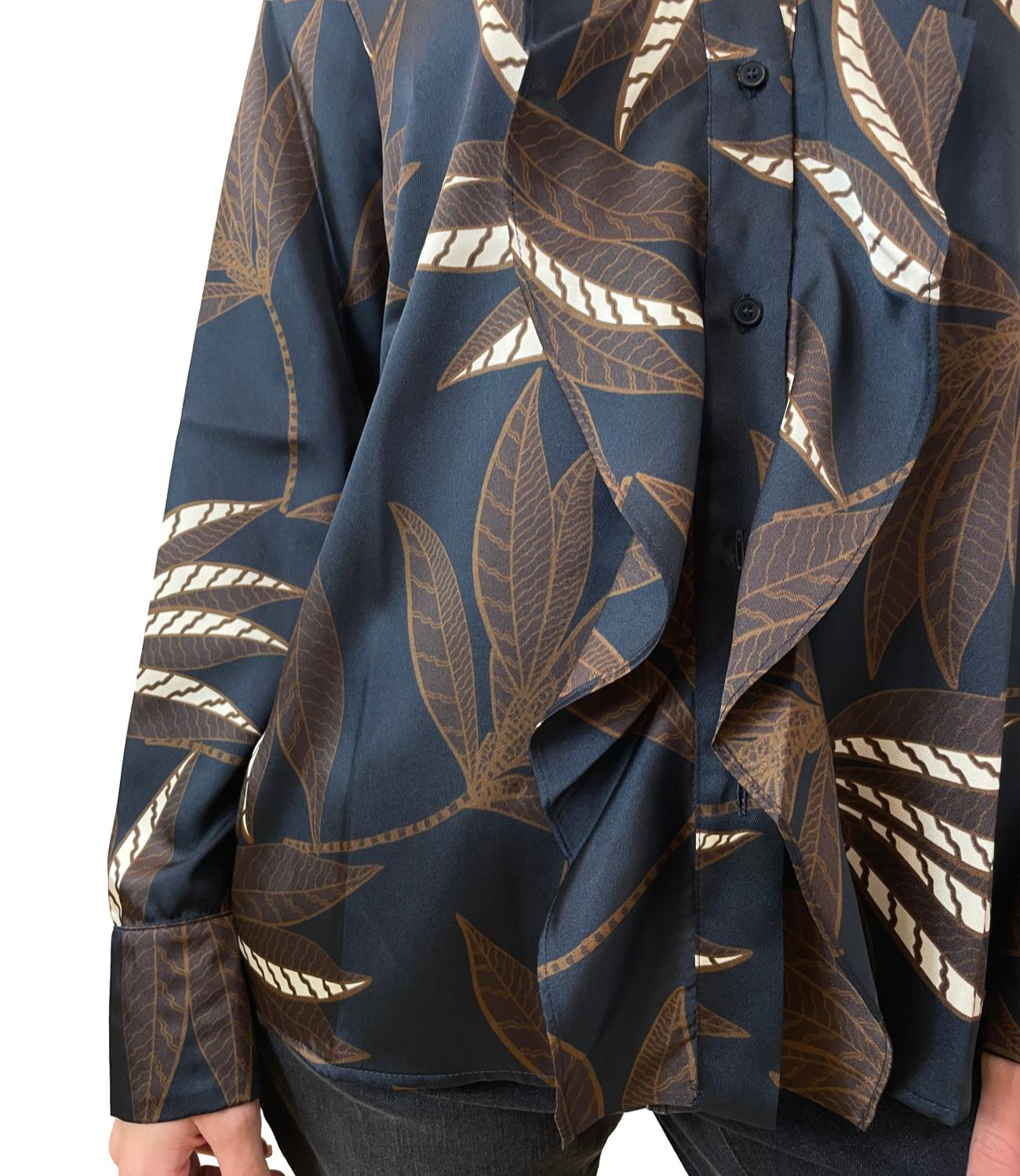 Emme Marella Camicia NEON Blu Foglia Donna