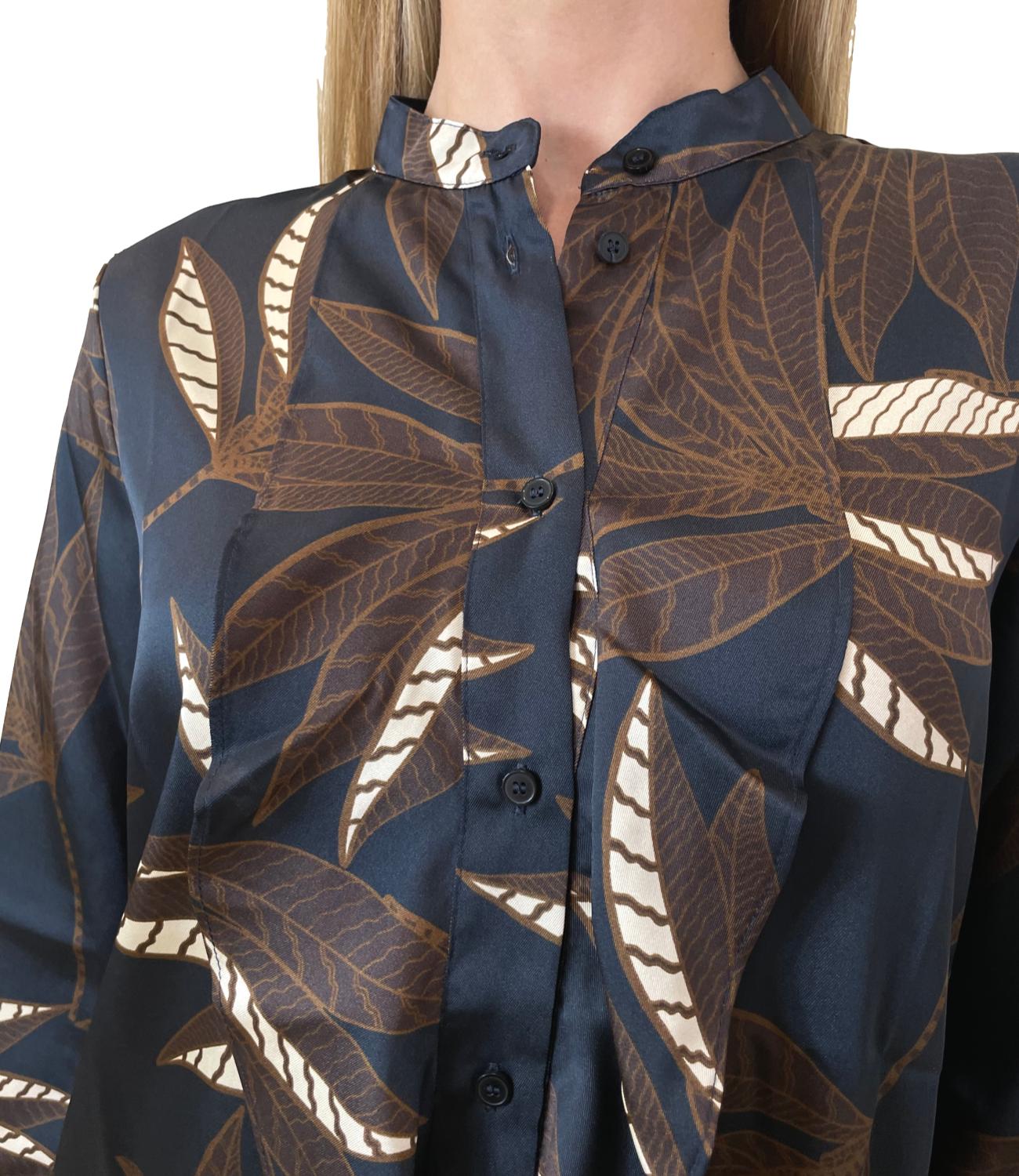 Emme Marella Camicia NEON Blu Foglia Donna