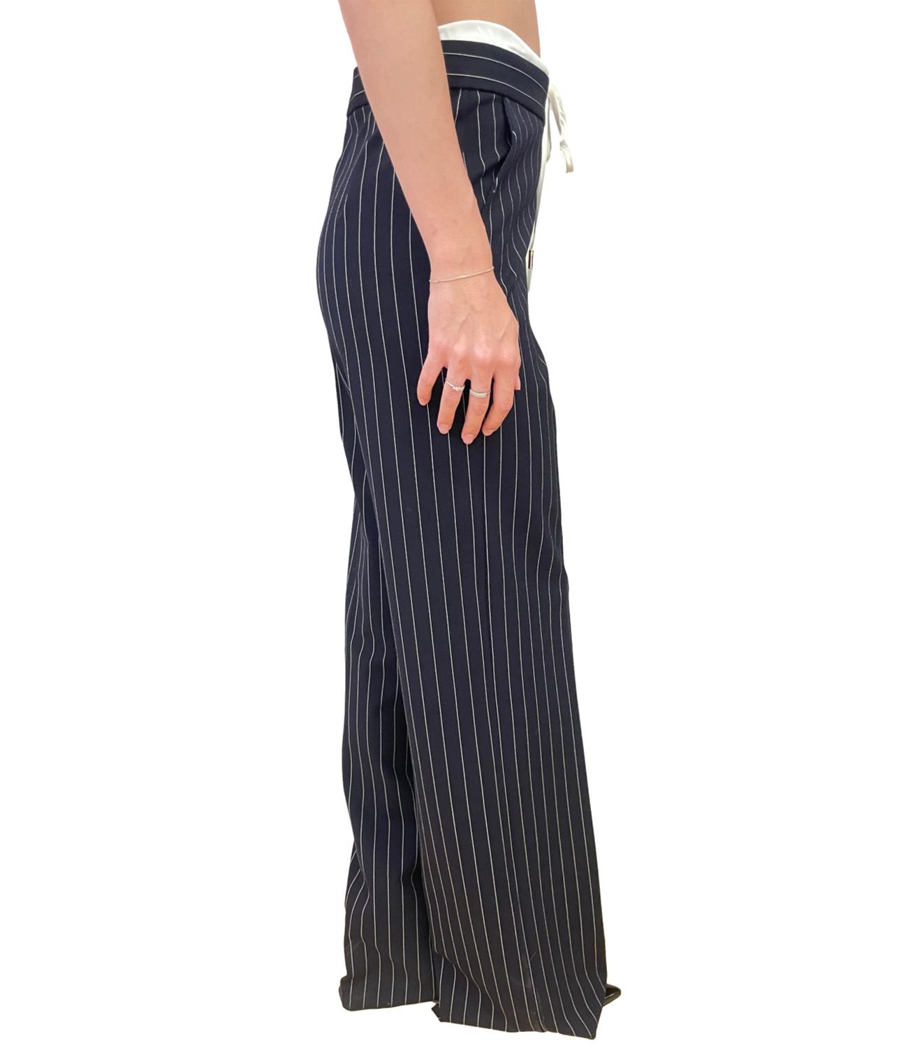 Emme Marella Pantalone Caraffa Blu Gessato Donna