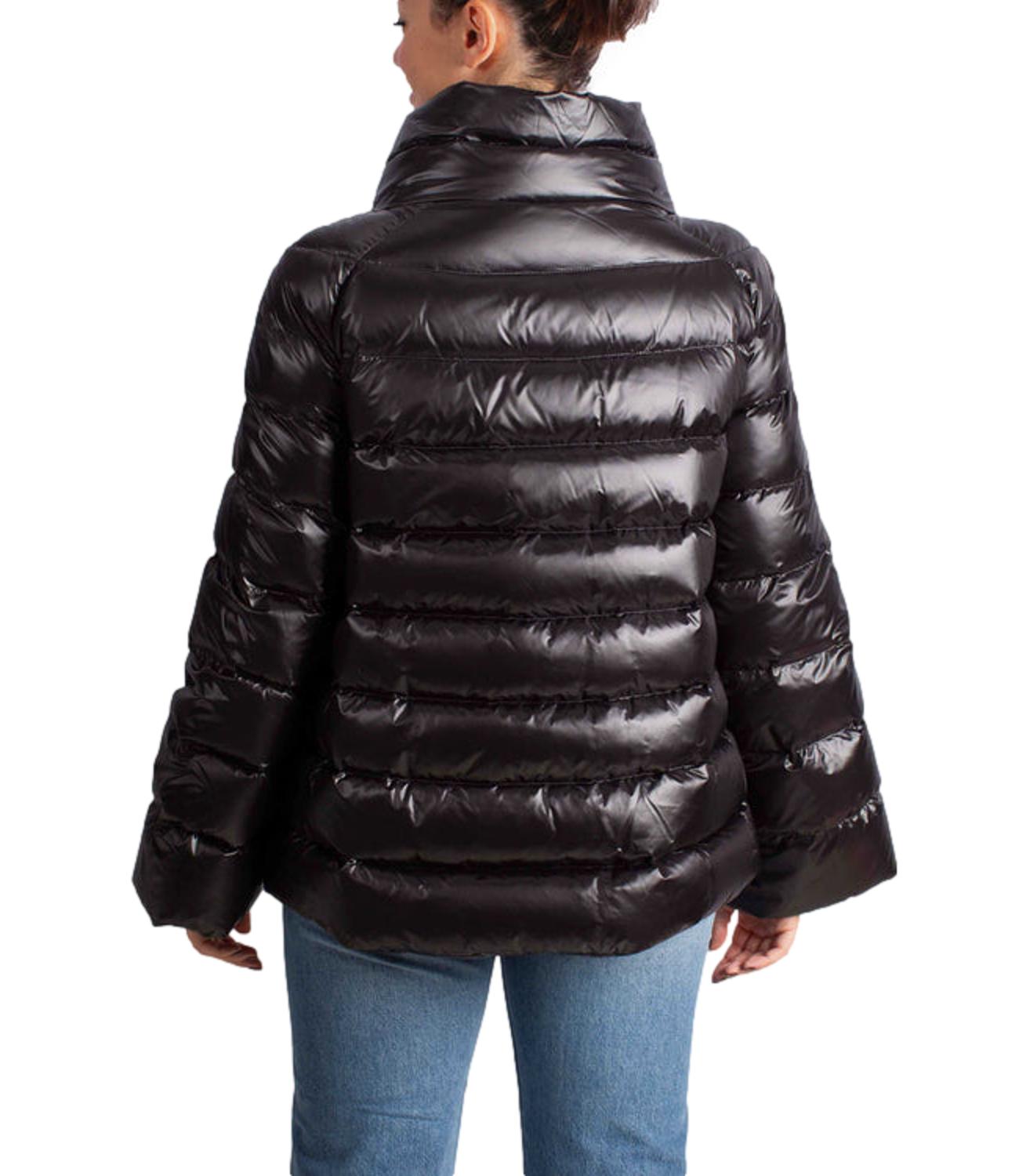 Piumino Lungo in Nylon nero