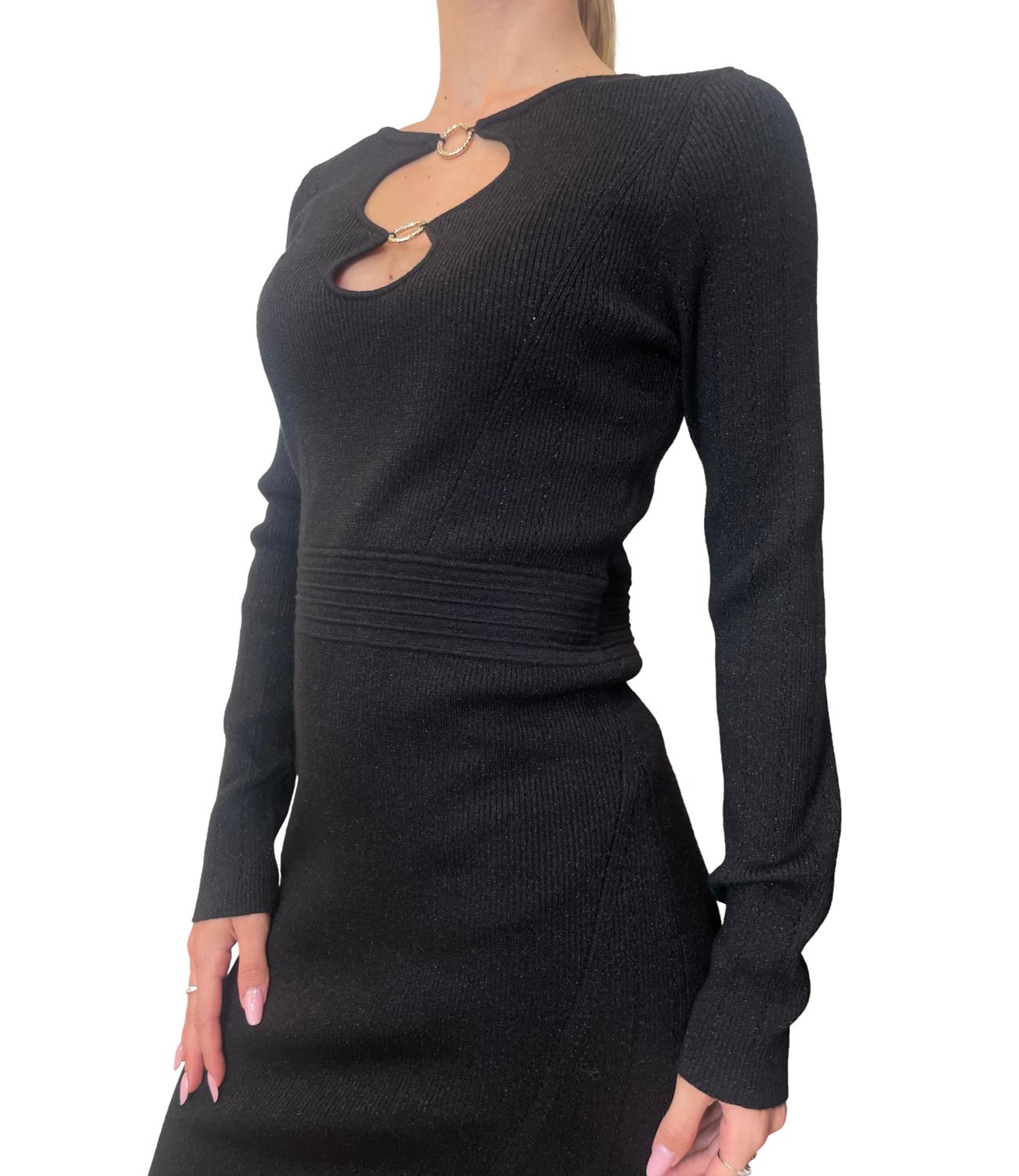 Fracomina Abito Lurex Nero Donna