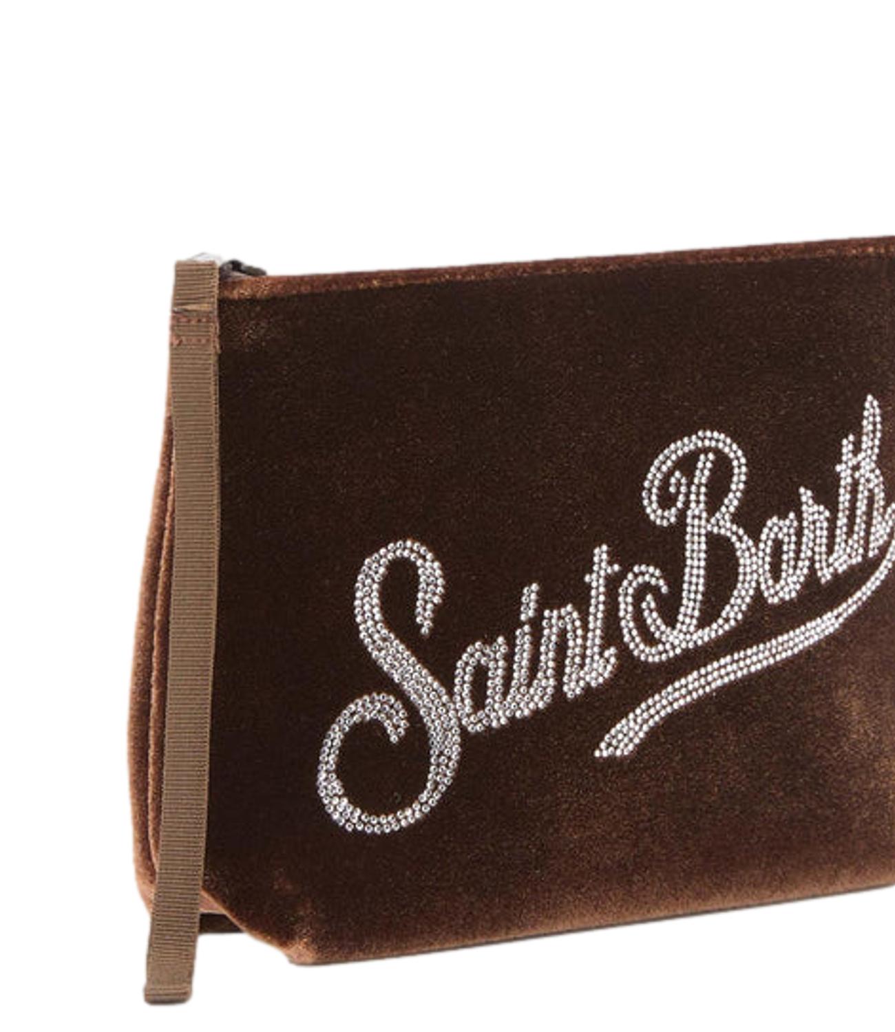 Mc2 Saint Barth Pochette Aline Logo Strass Cammello Donna