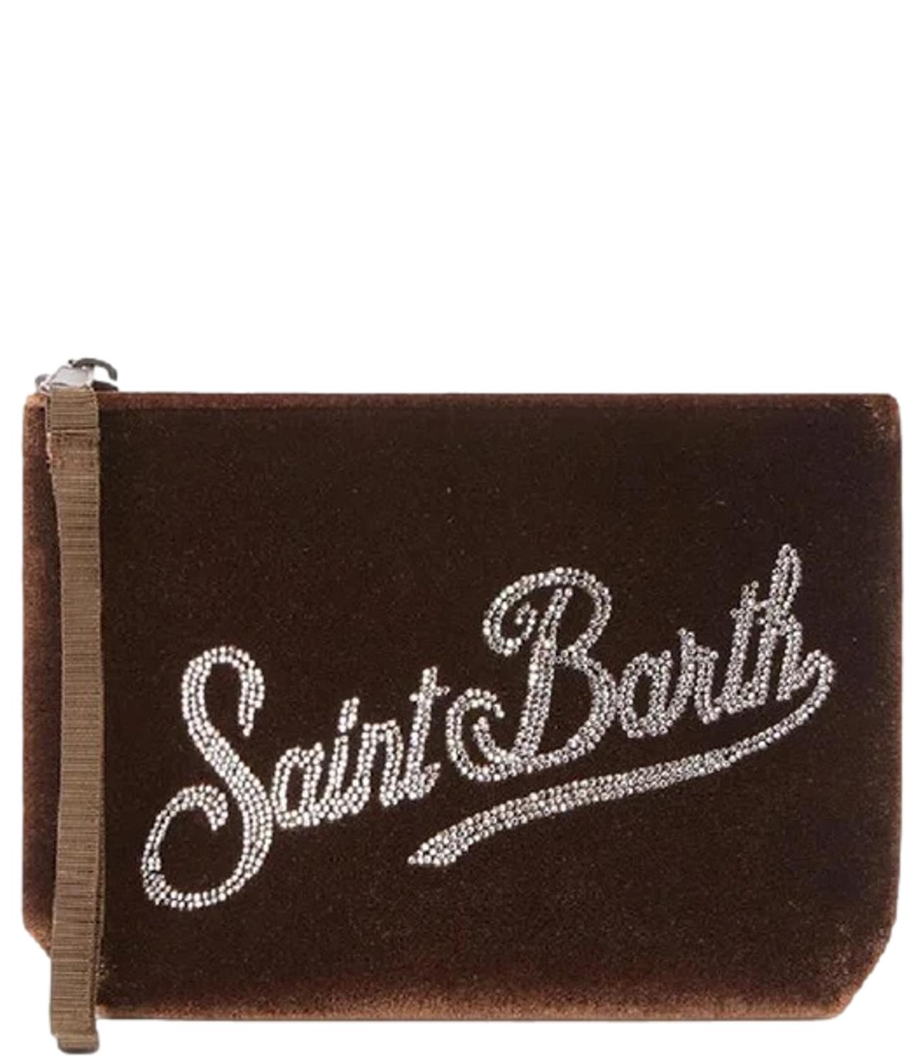Mc2 Saint Barth Pochette Aline Logo Strass Cammello Donna