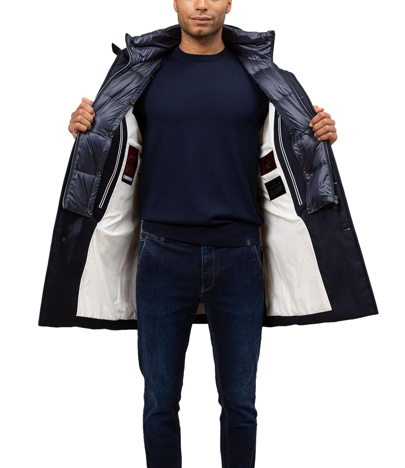 Giacca imbottita lunga uomo blu