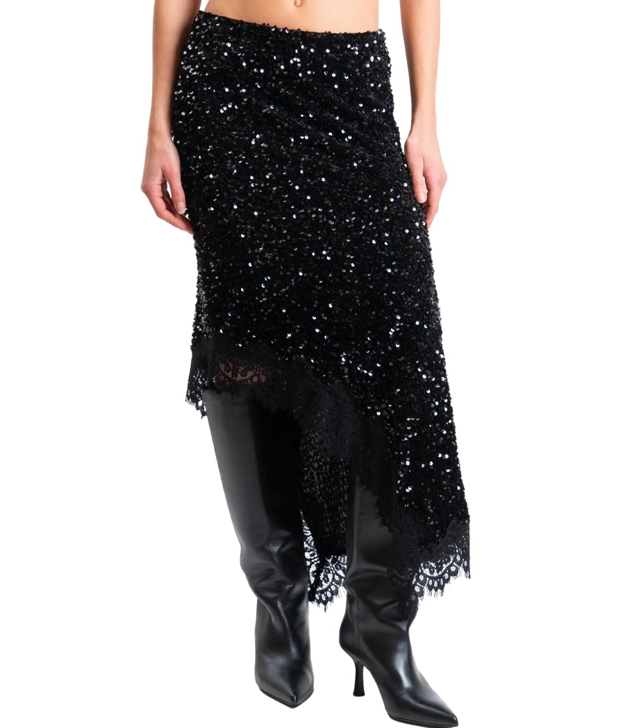 Motel Gonna Paillettes Nero Donna