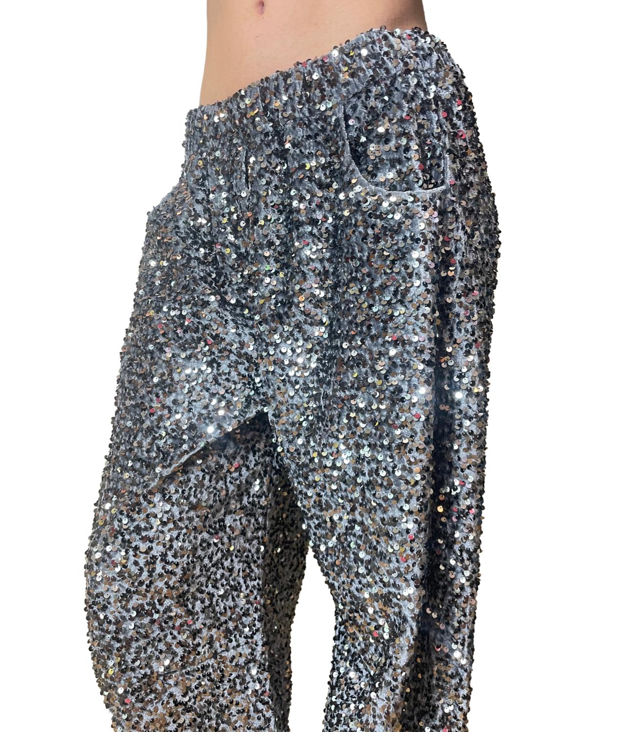 Motel Pantalone Paillettes Grigio Donna