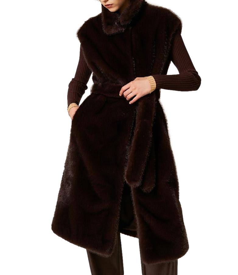 Actitude Twinset Gilet da Donna - Chocolate Plum - 262ap2121