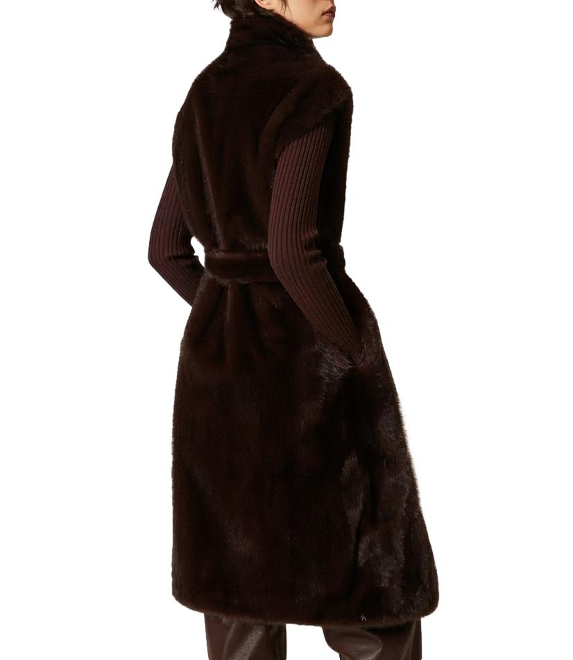 Actitude Twinset Gilet da Donna - Chocolate Plum - 262ap2121