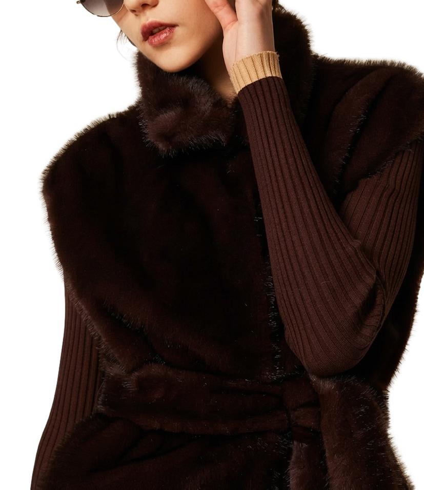 Actitude Twinset Gilet da Donna - Chocolate Plum - 262ap2121