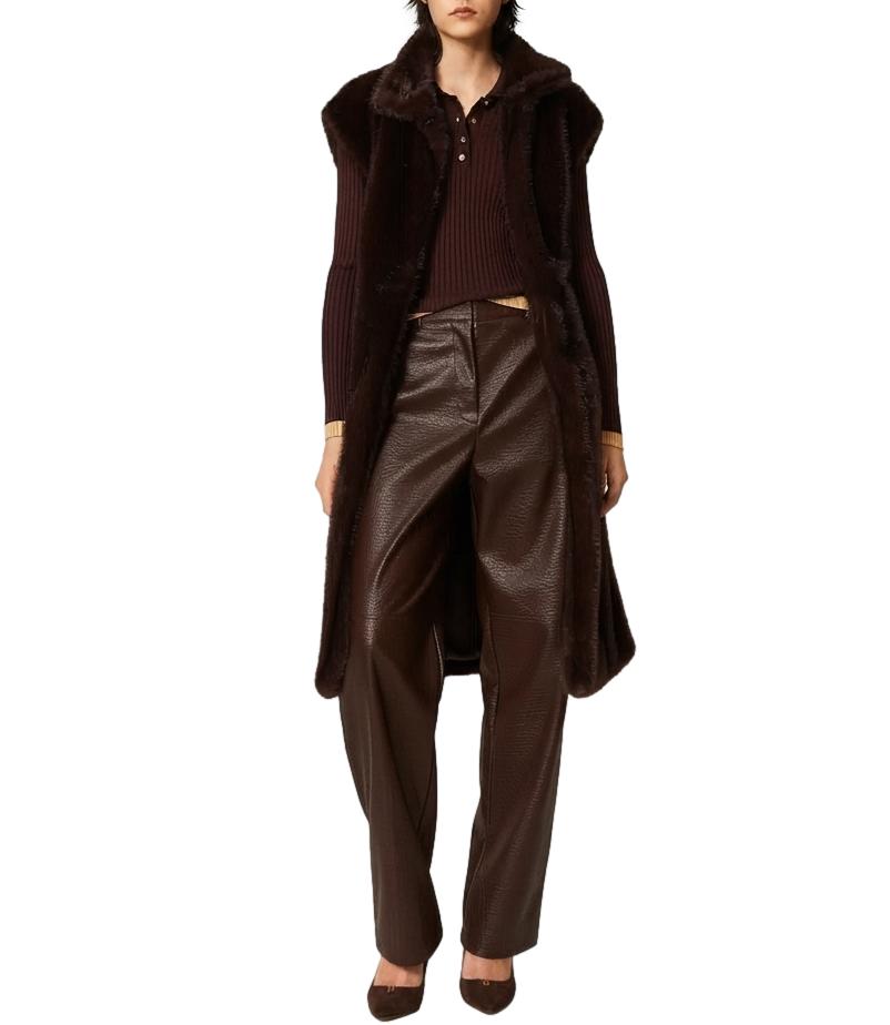 Actitude Twinset Gilet da Donna - Chocolate Plum - 262ap2121