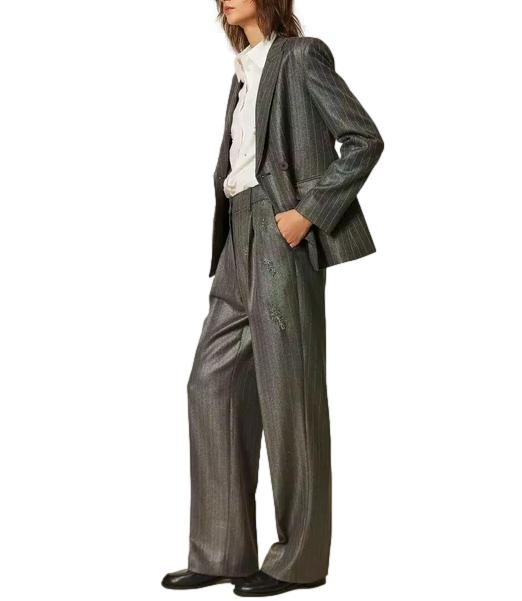 Actitude Twinset Pantalone da Donna - Antracite Spalmato - 262ap2431