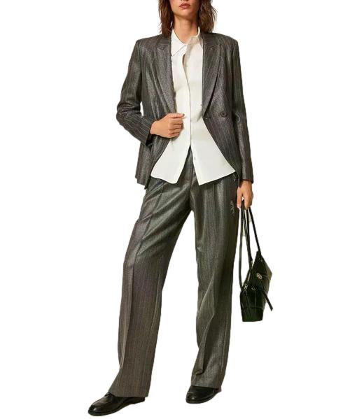 Actitude Twinset Pantalone da Donna - Antracite Spalmato - 262ap2431