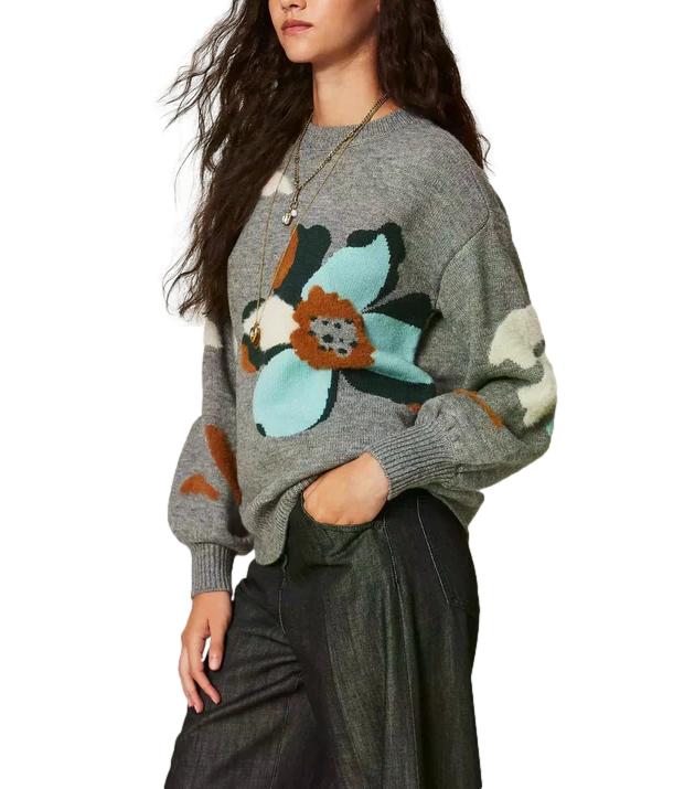 Actitude Twinset Maglia da Donna - Intarsio Grigio Medio Mel./sme - 262at3021
