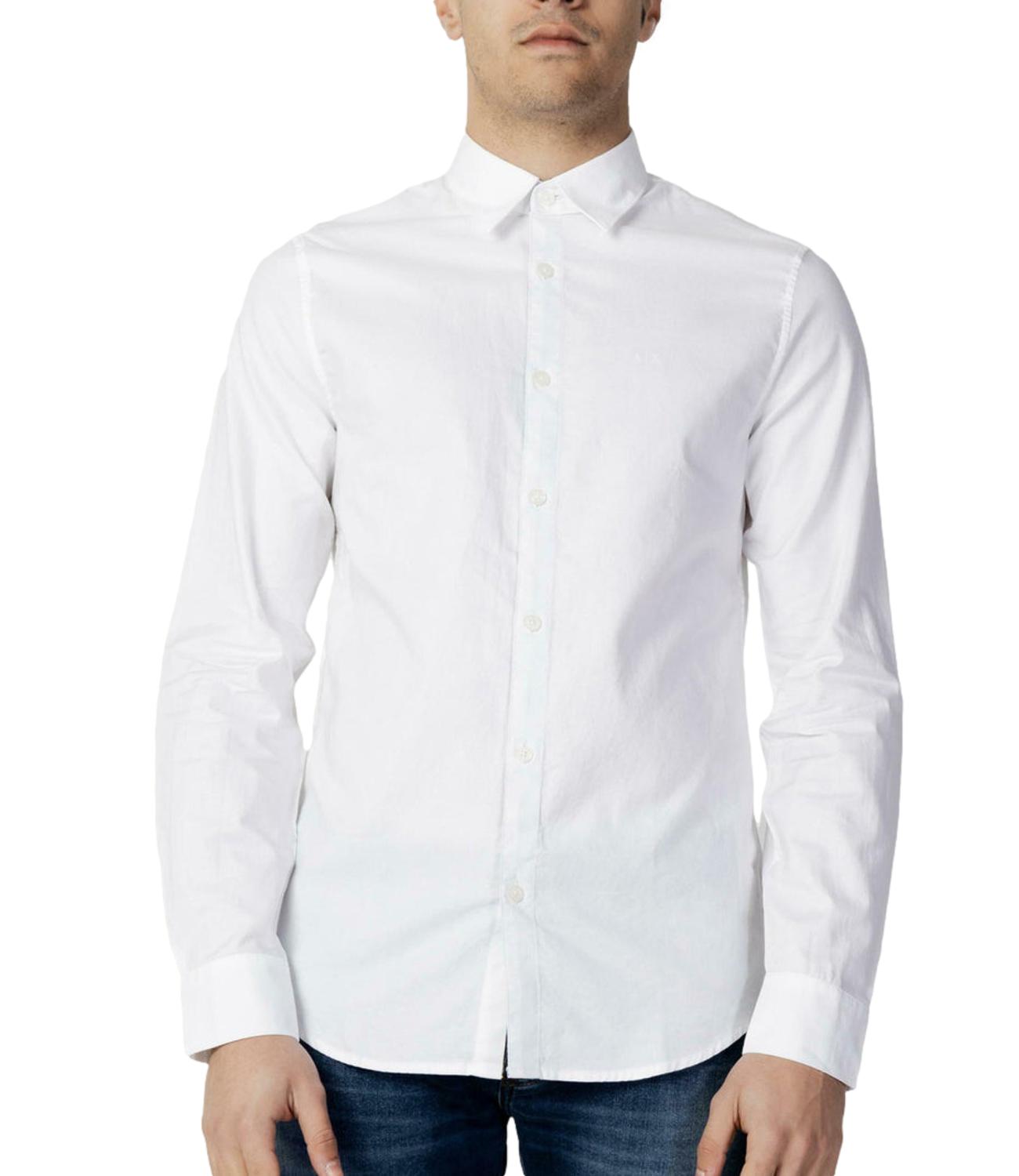 Armani Exchange Camicia da Uomo - White Oxford/7blue/w - 8nzcgbz8anz