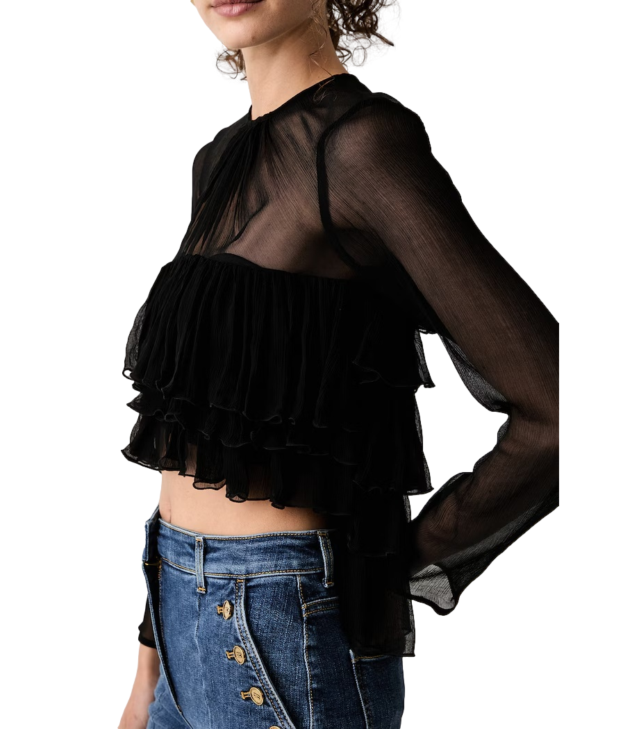 Camicia Elisabetta Franchi nera semi trasparente sul petto