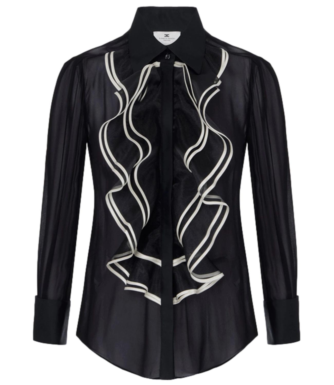 EF Camicia in georgette nero/burro donna