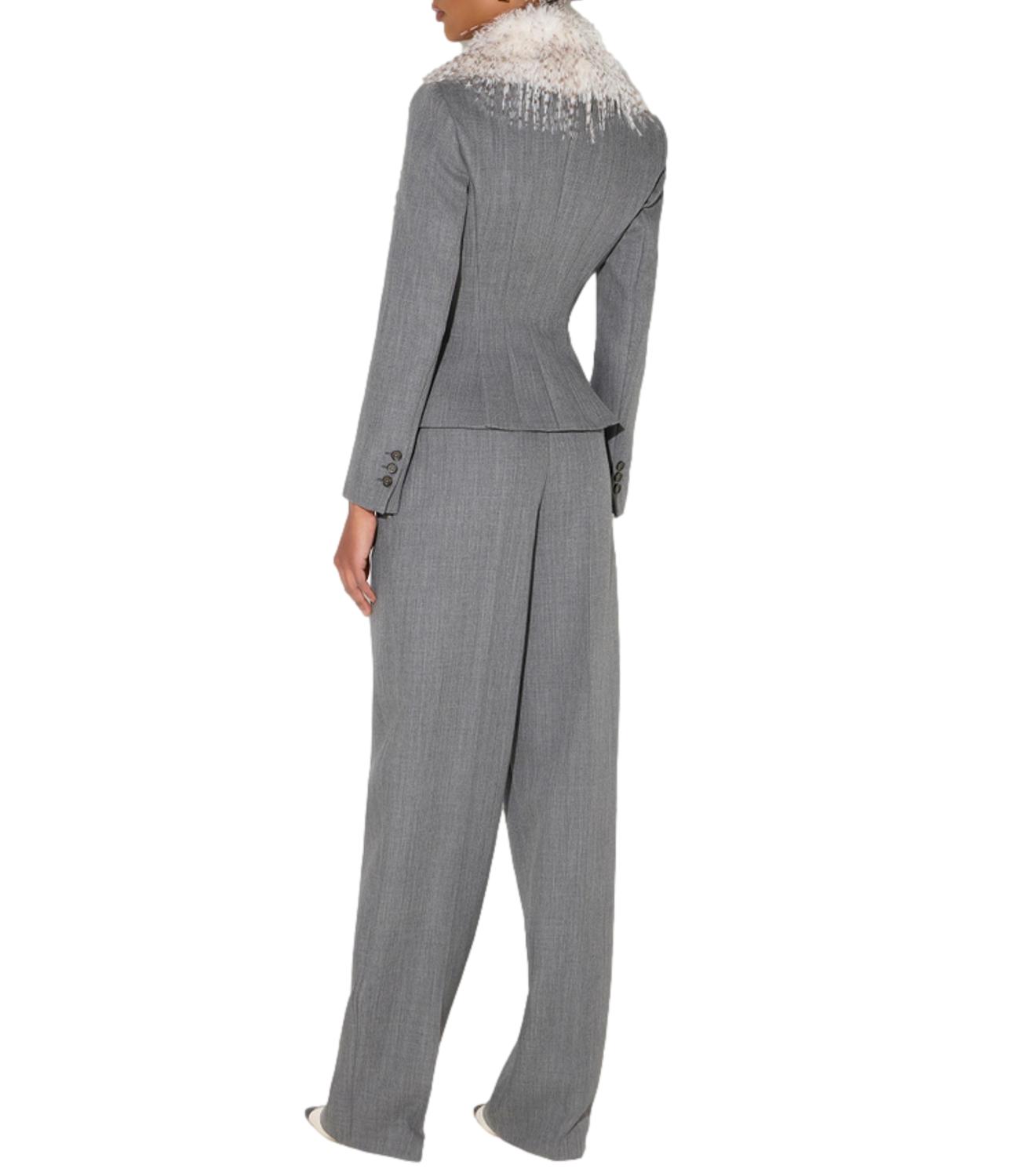 EF Giacca con collo ecopelliccia grigio donna