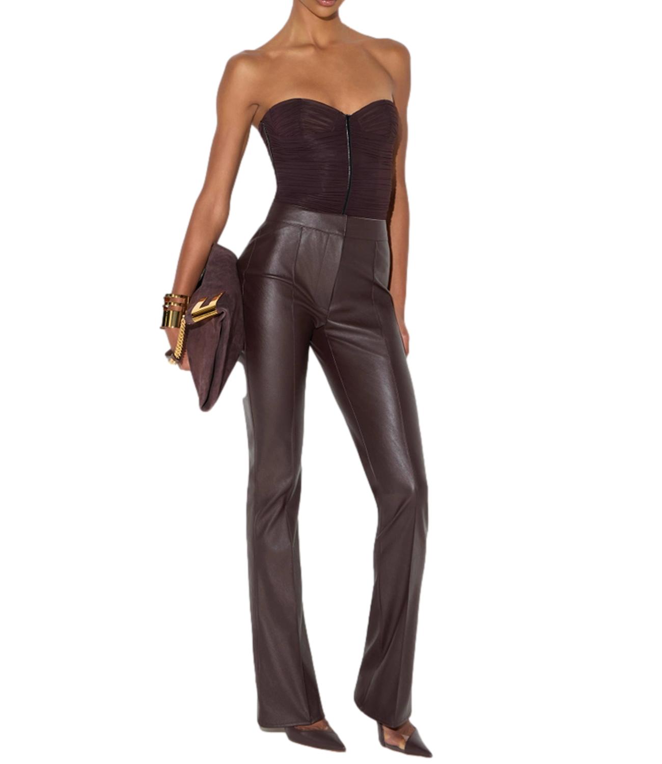 EF Pantalone ecopelle dark chocolate donna