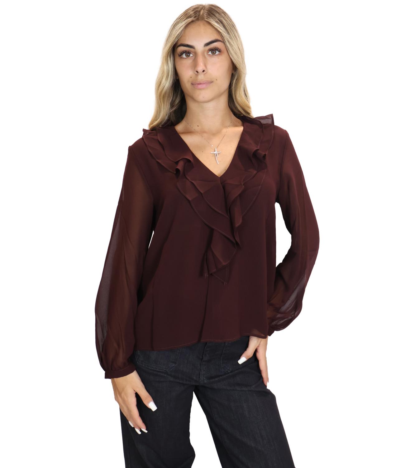 Emme Marella Camicia da Donna - Bordeaux - 2625116032200