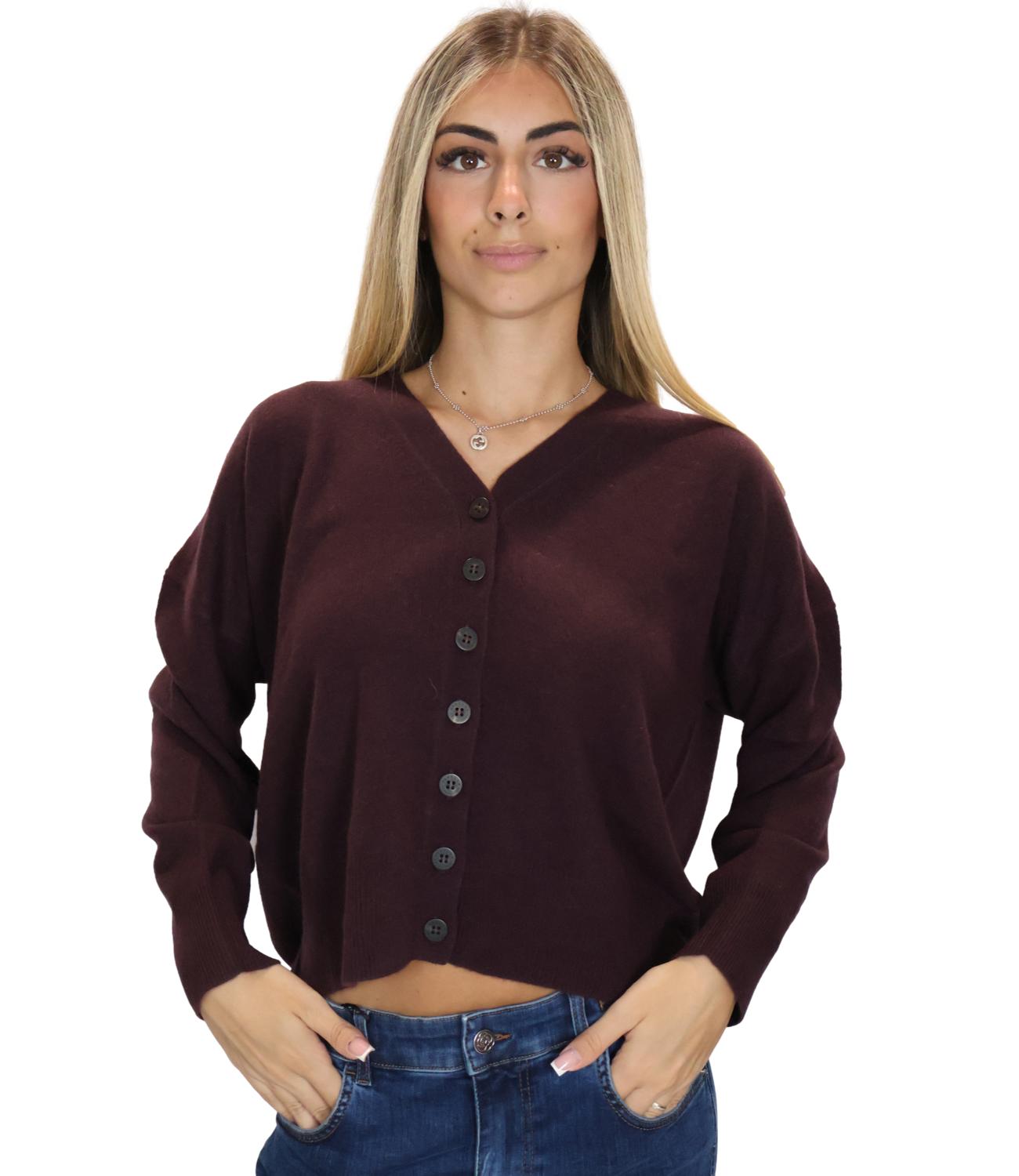 Marella Monochrome Cardigan da Donna - Mora - 2623346085200