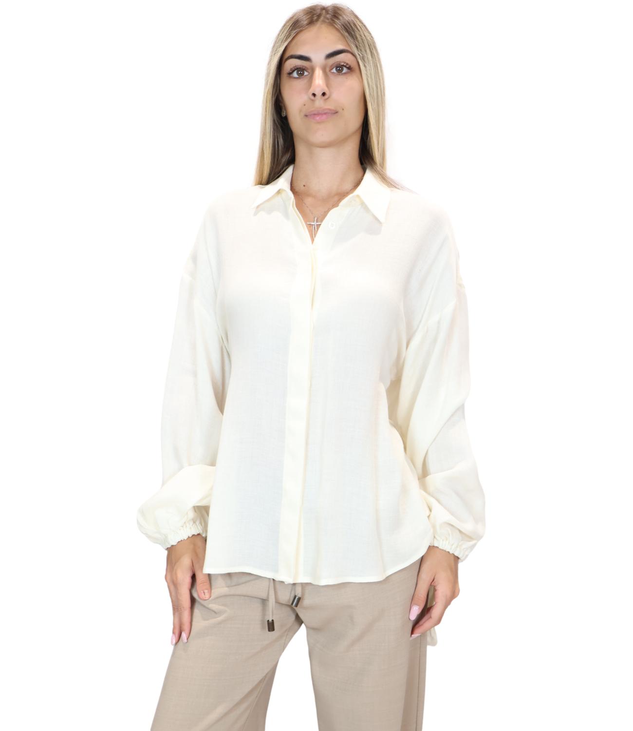 Motel Camicia da Donna - Panna - C7387-T274-Bas