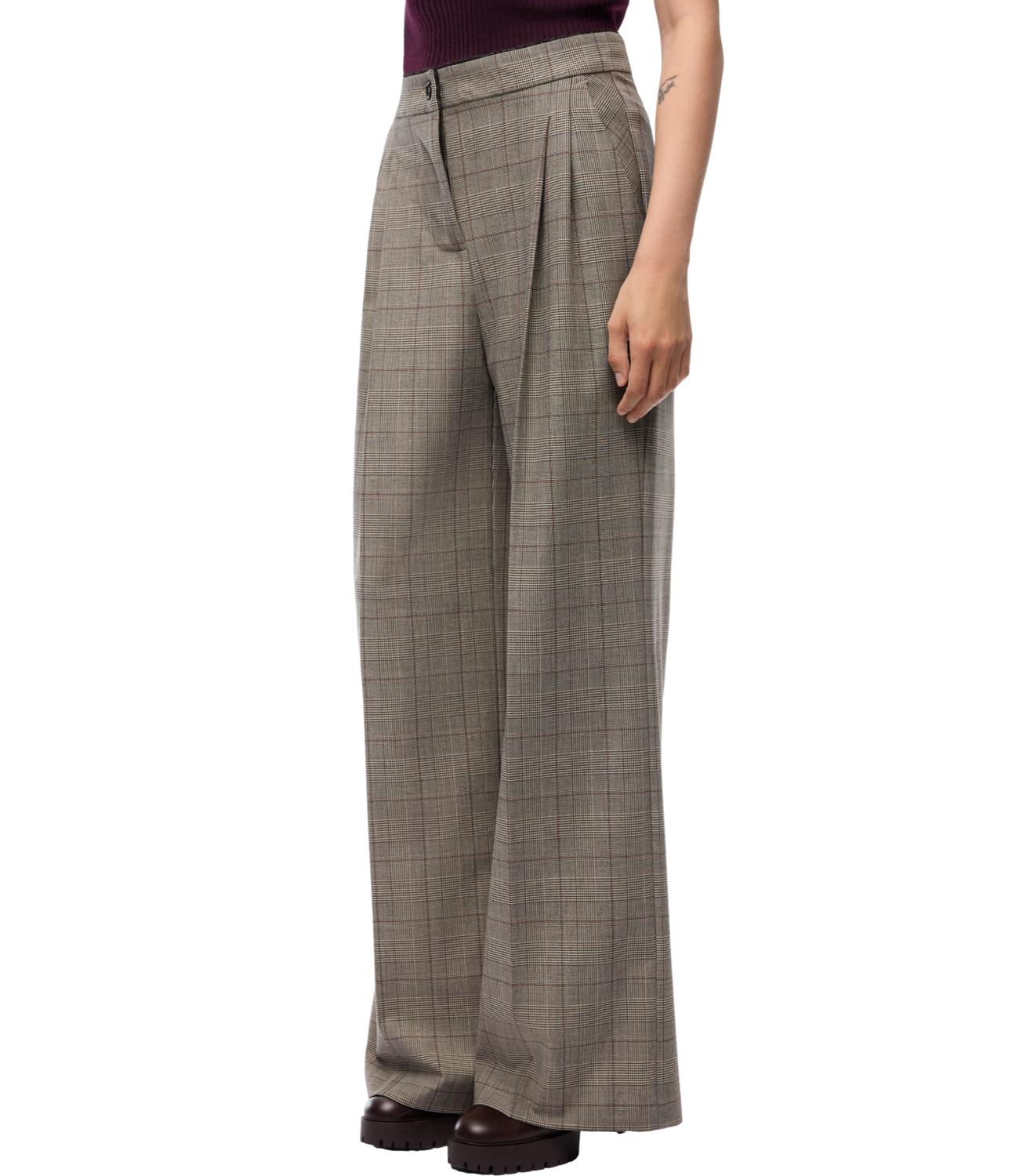 Pinko Pantalone da Donna - Beige/bordeaux/nero - 107476-A3ff