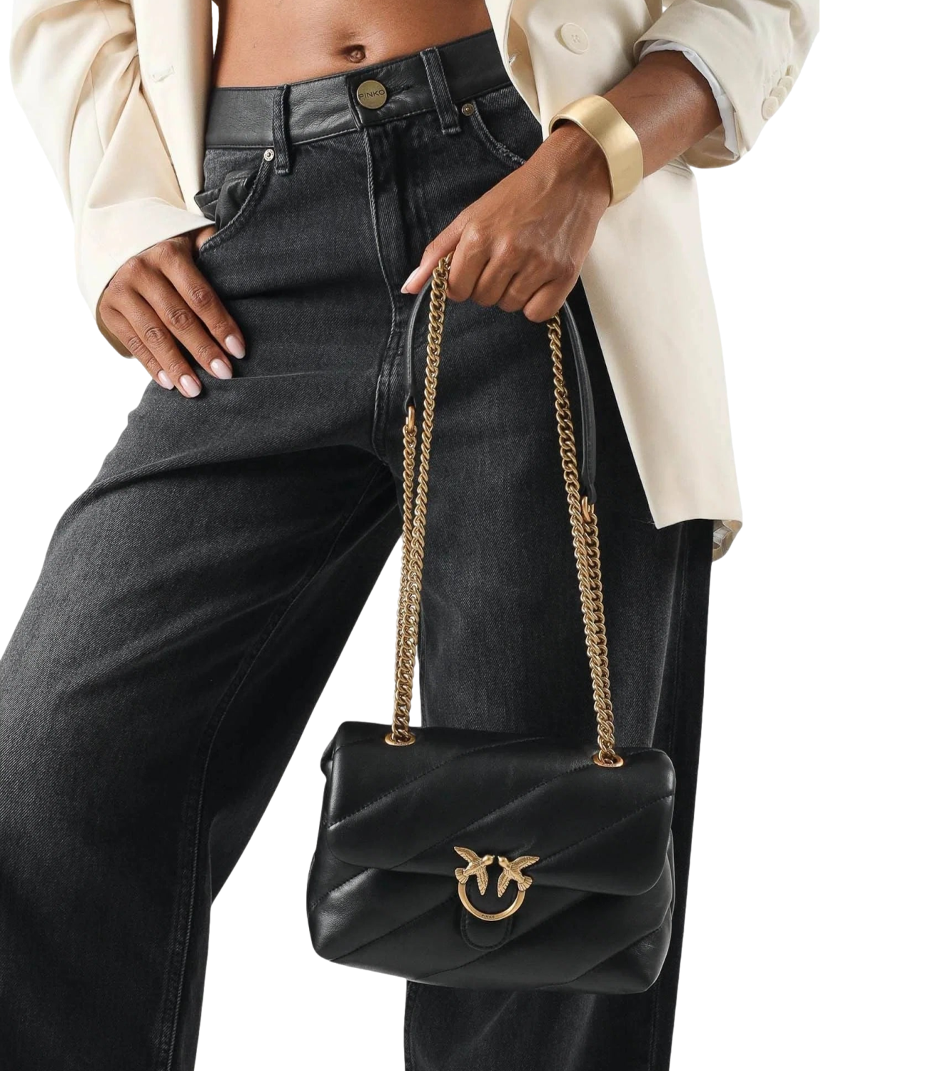 Pinko Borsa da Donna - NerO-Antique Gold - 107617-A0f2