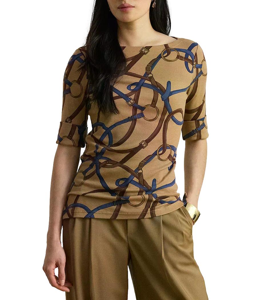 Ralph Lauren T-Shirt da Donna - Camel Multi - 200b27407