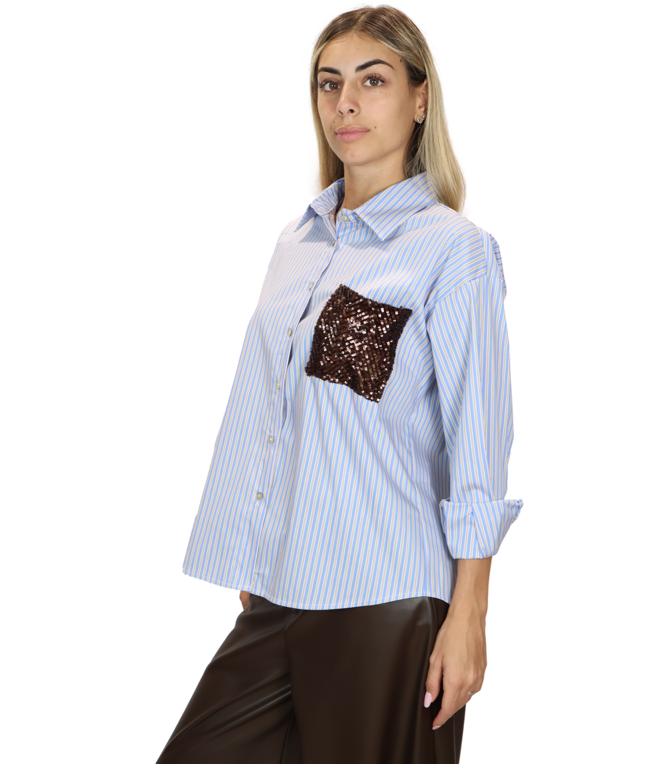 Susy Mix Camicia da Donna - Celeste - 26247z1