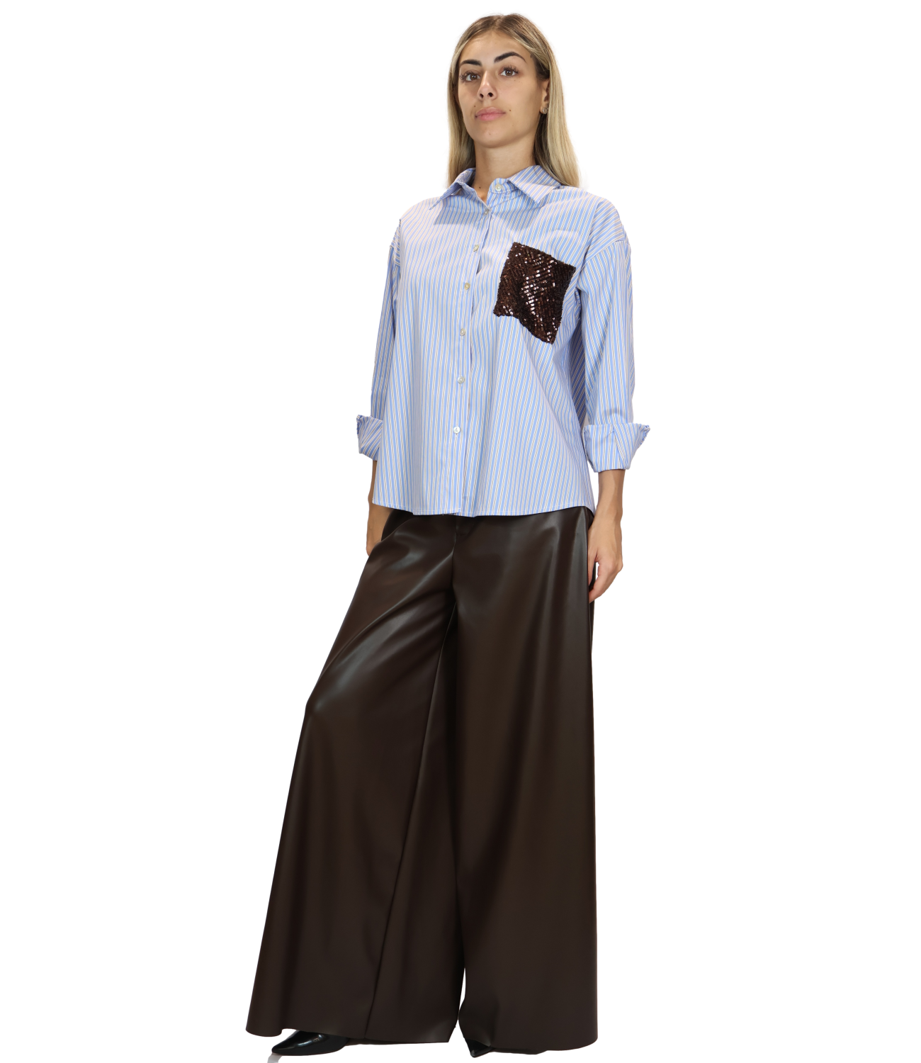 Susy Mix Camicia da Donna - Celeste - 26247z1