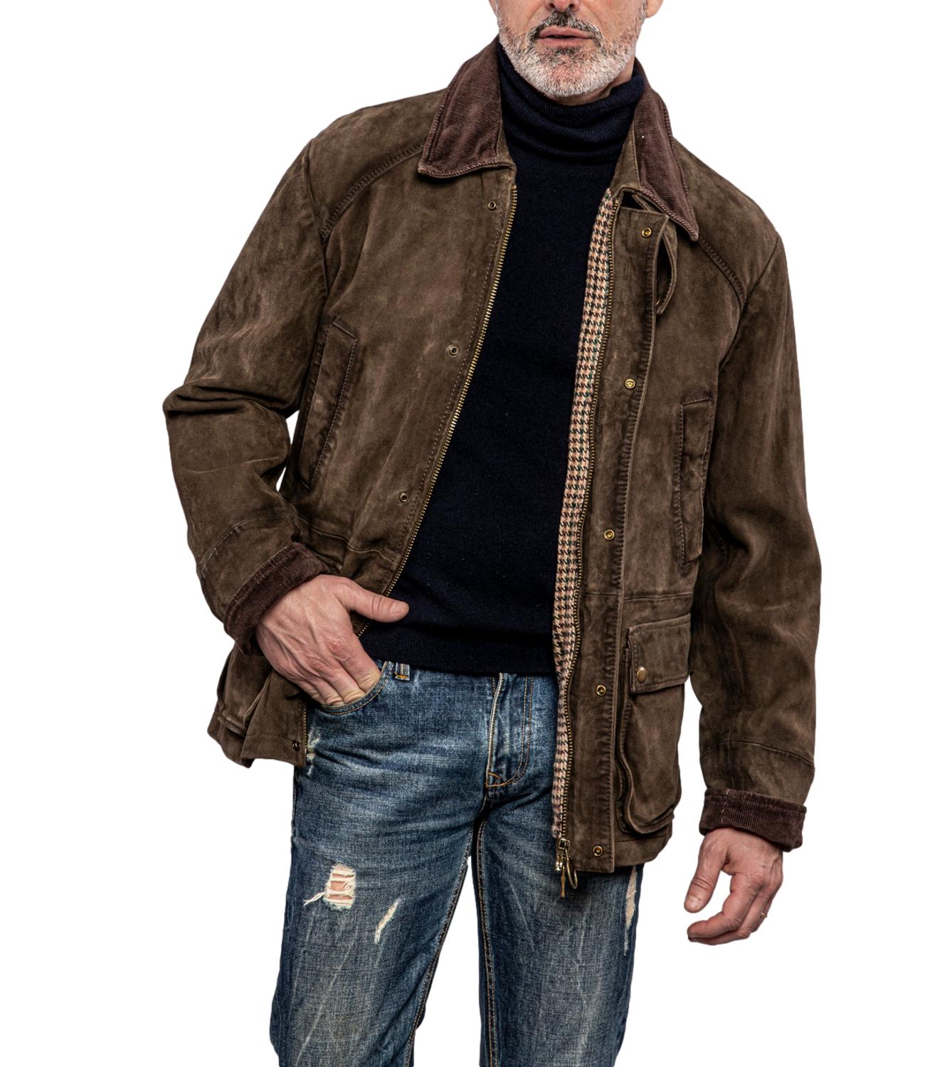 The Jack Leathers Giacca pelle da Uomo - Verde Alga - Balmoral