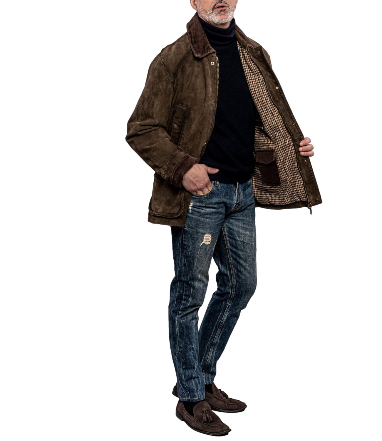 The Jack Leathers Giacca pelle da Uomo - Verde Alga - Balmoral