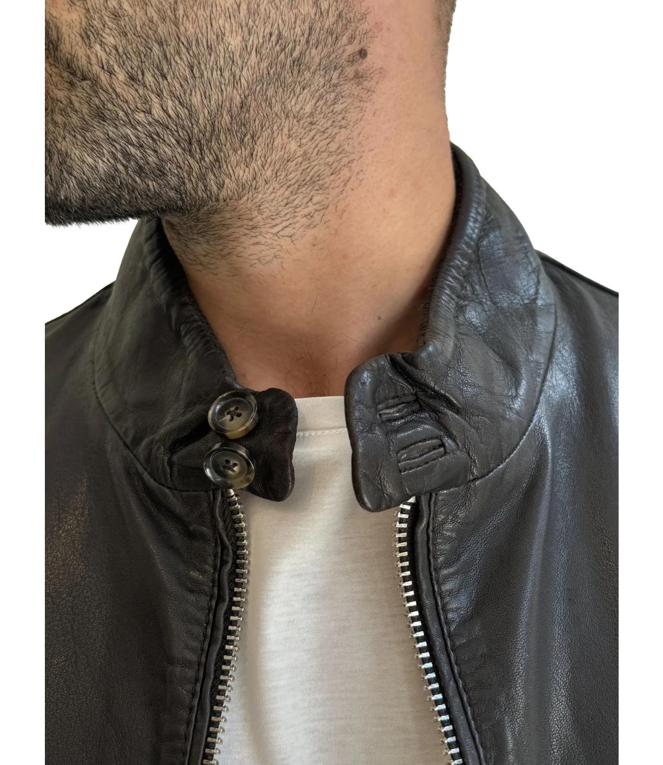 Giacca East Village Grainy Leather testa di moro