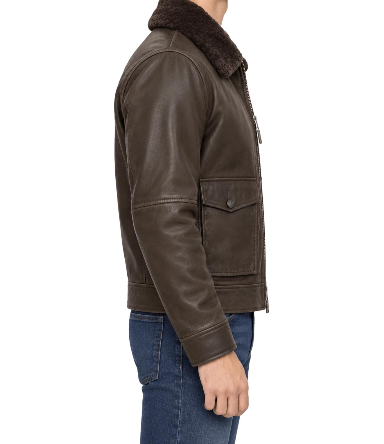 The Jack Leathers Giacca pelle da Uomo - Dk Brown - Olimpic