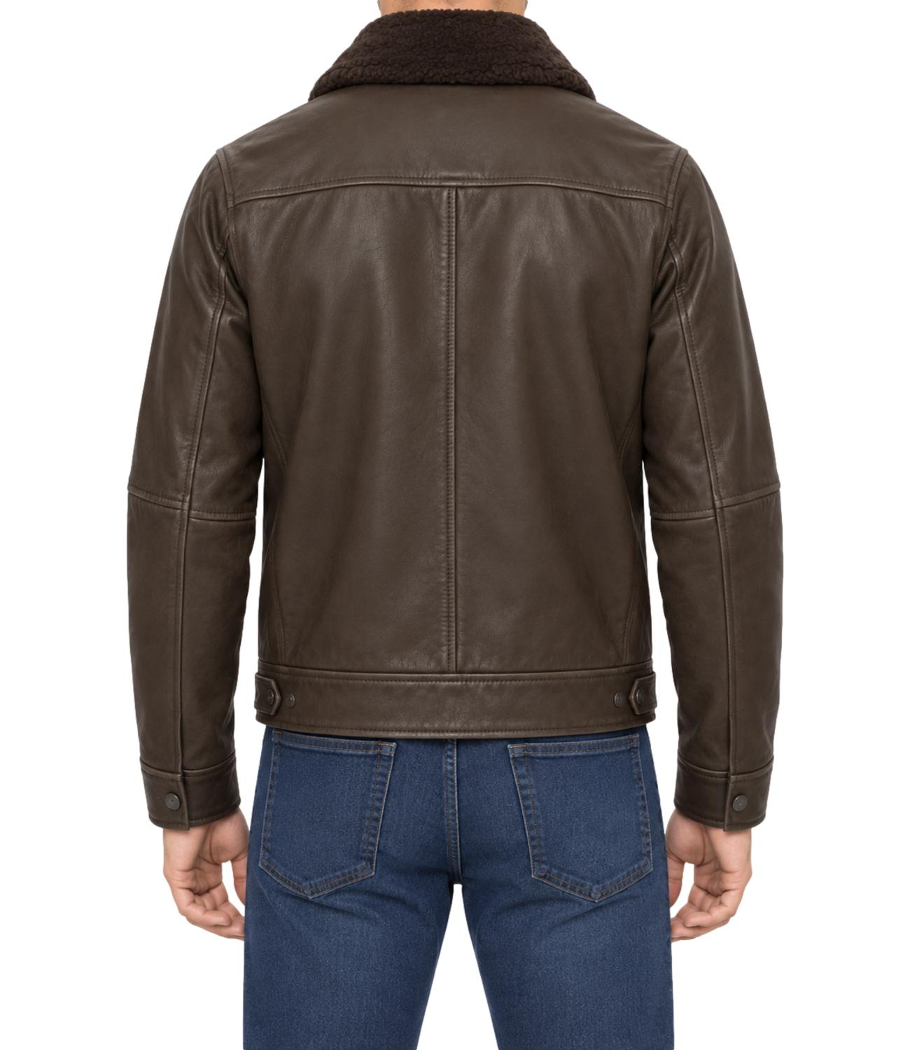 The Jack Leathers Giacca pelle da Uomo - Dk Brown - Olimpic